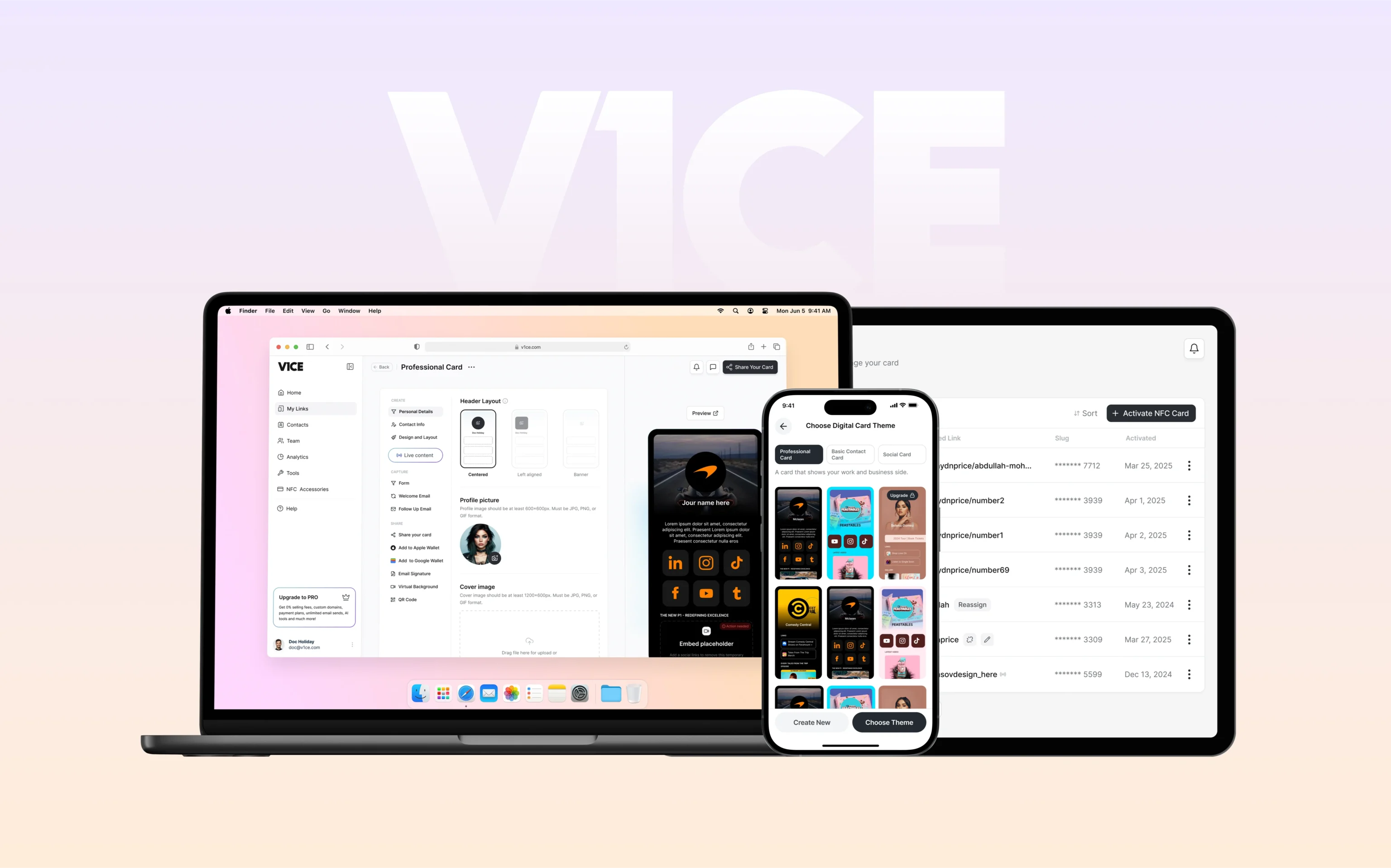 Branding, Mobile and SaaS design for V1CE Client Conversion Platform