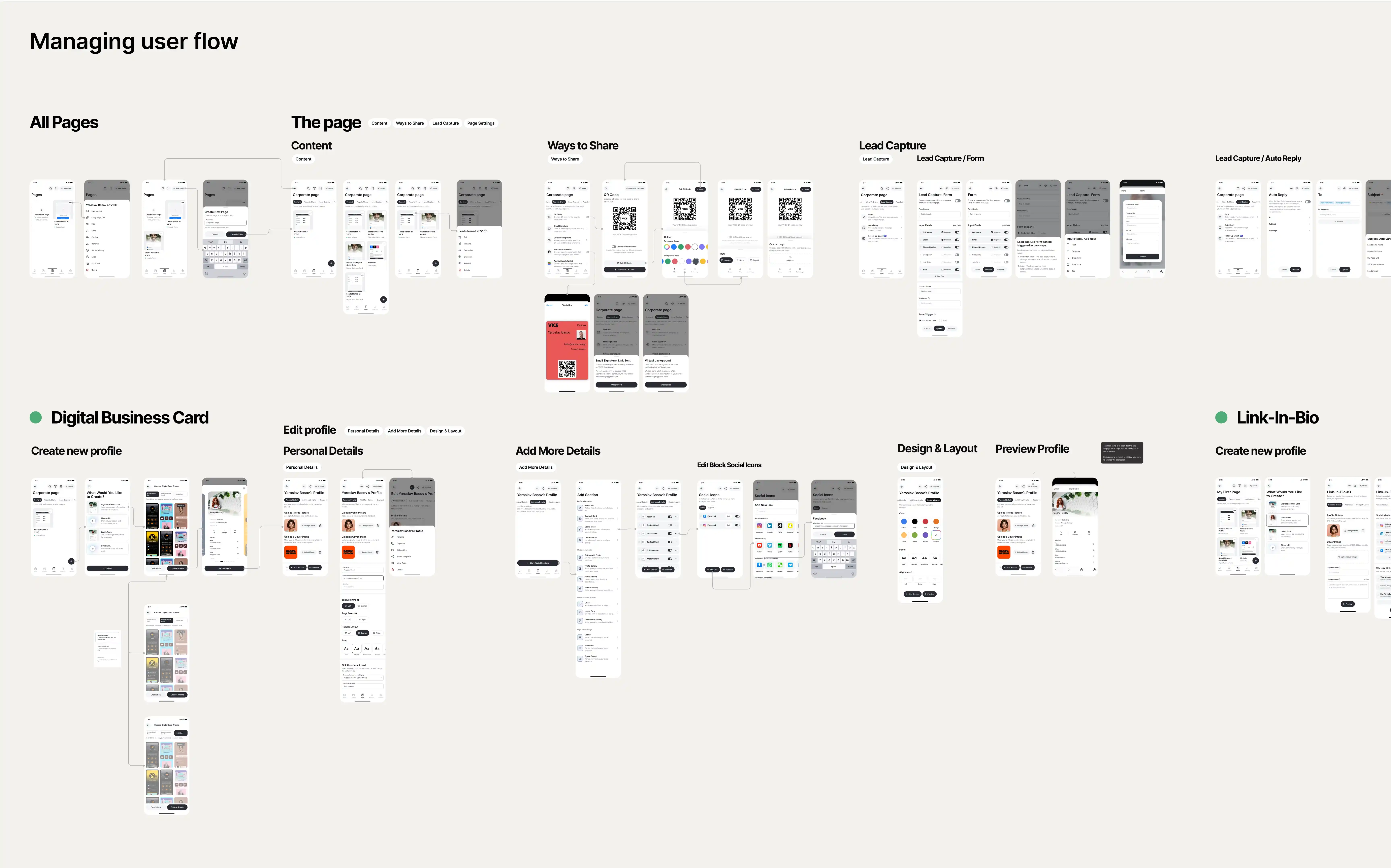 Managing user flow V1CE Mobile App design