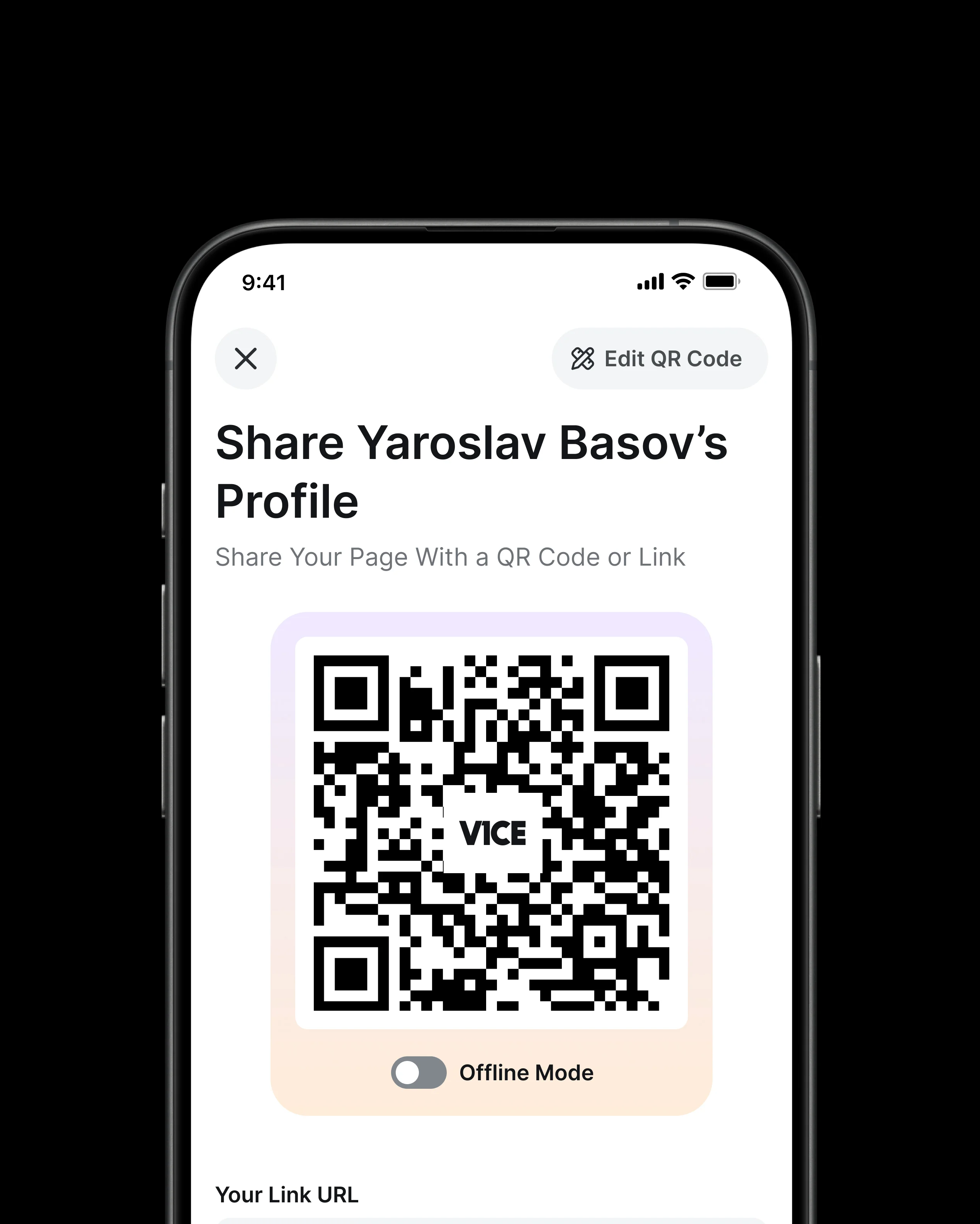 Share your profile screen for V1CE Client Conversion Platform