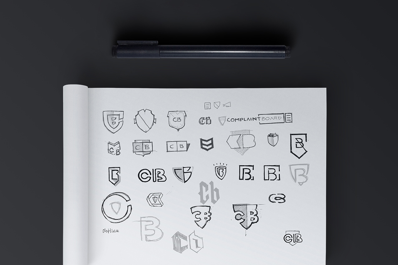 Sketches logo design for Complaints Board the most trusted and popular consumer complaints website