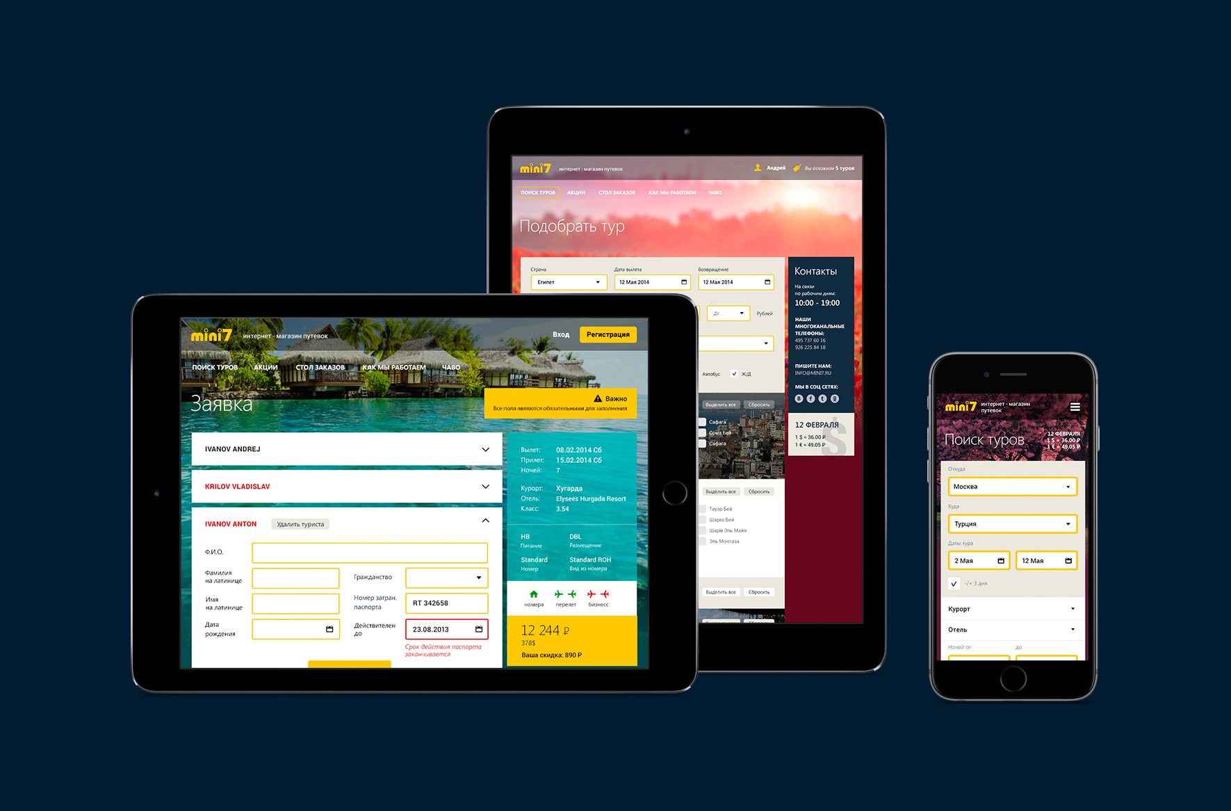 Responsive design for Mini7 tourism platform