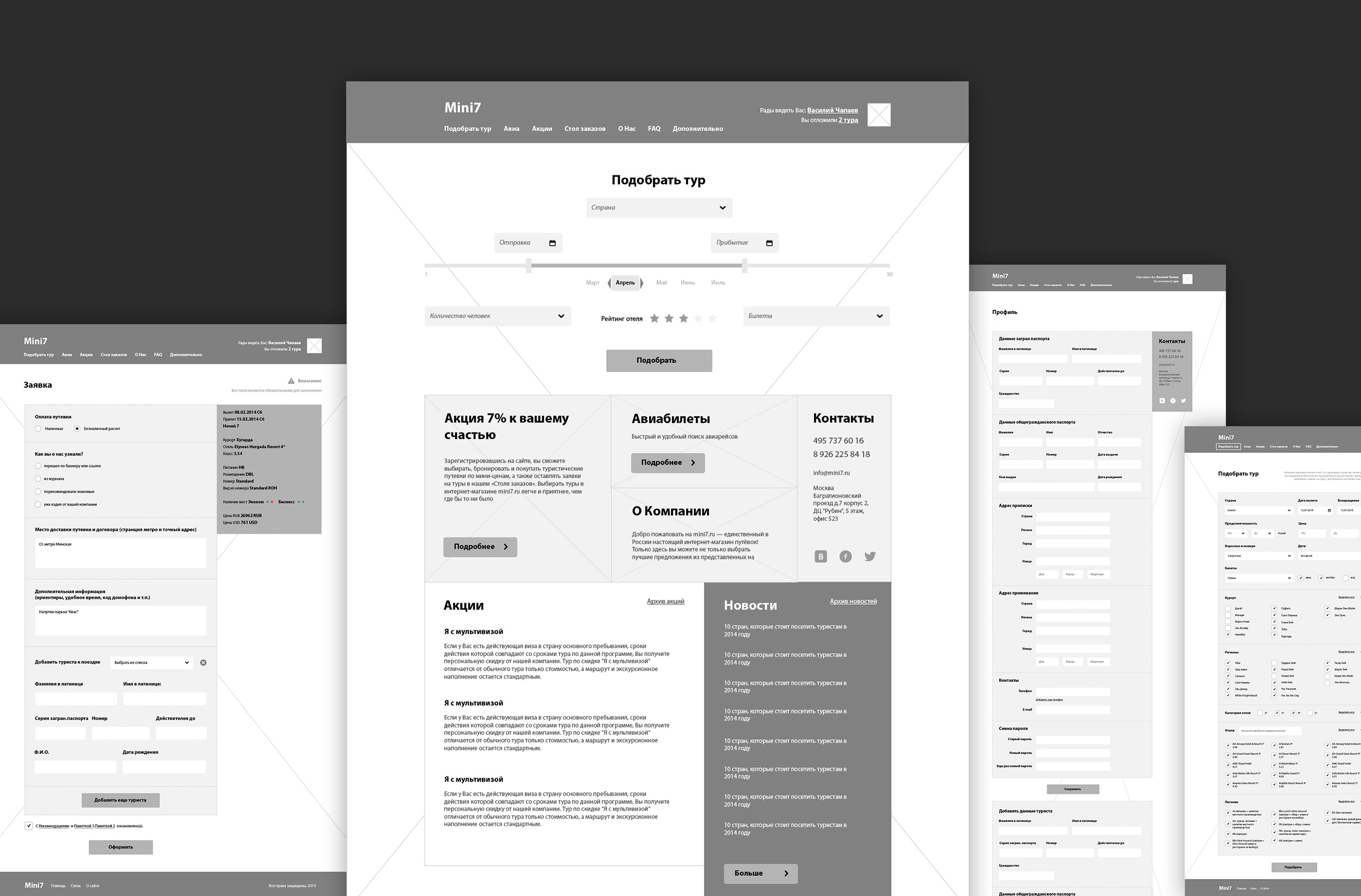 UX design for Mini7 tourism platform