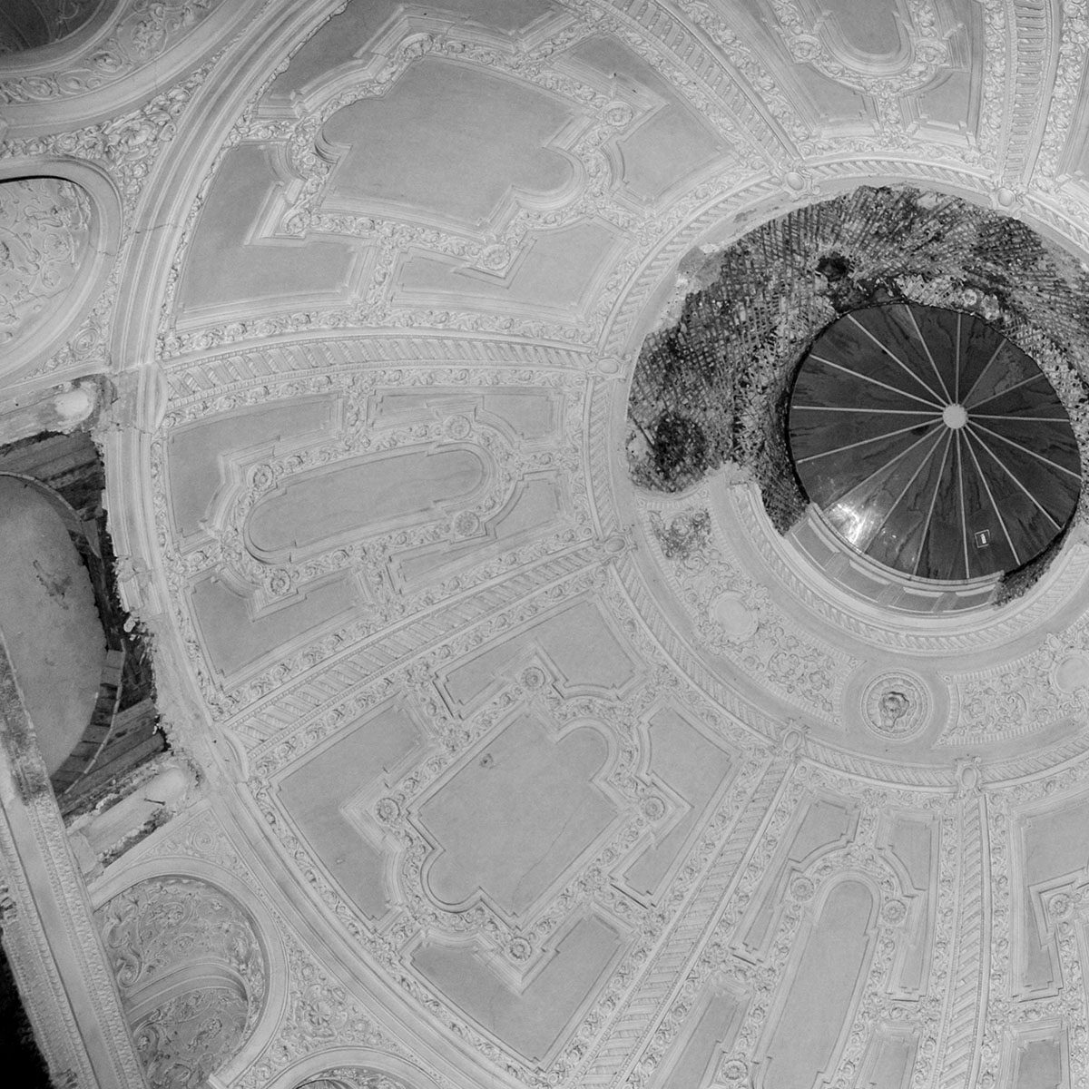 Dilapidated interior undergoing restoration work Faberge