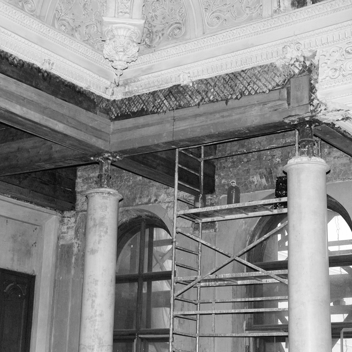 Restoration work in historic building interior
