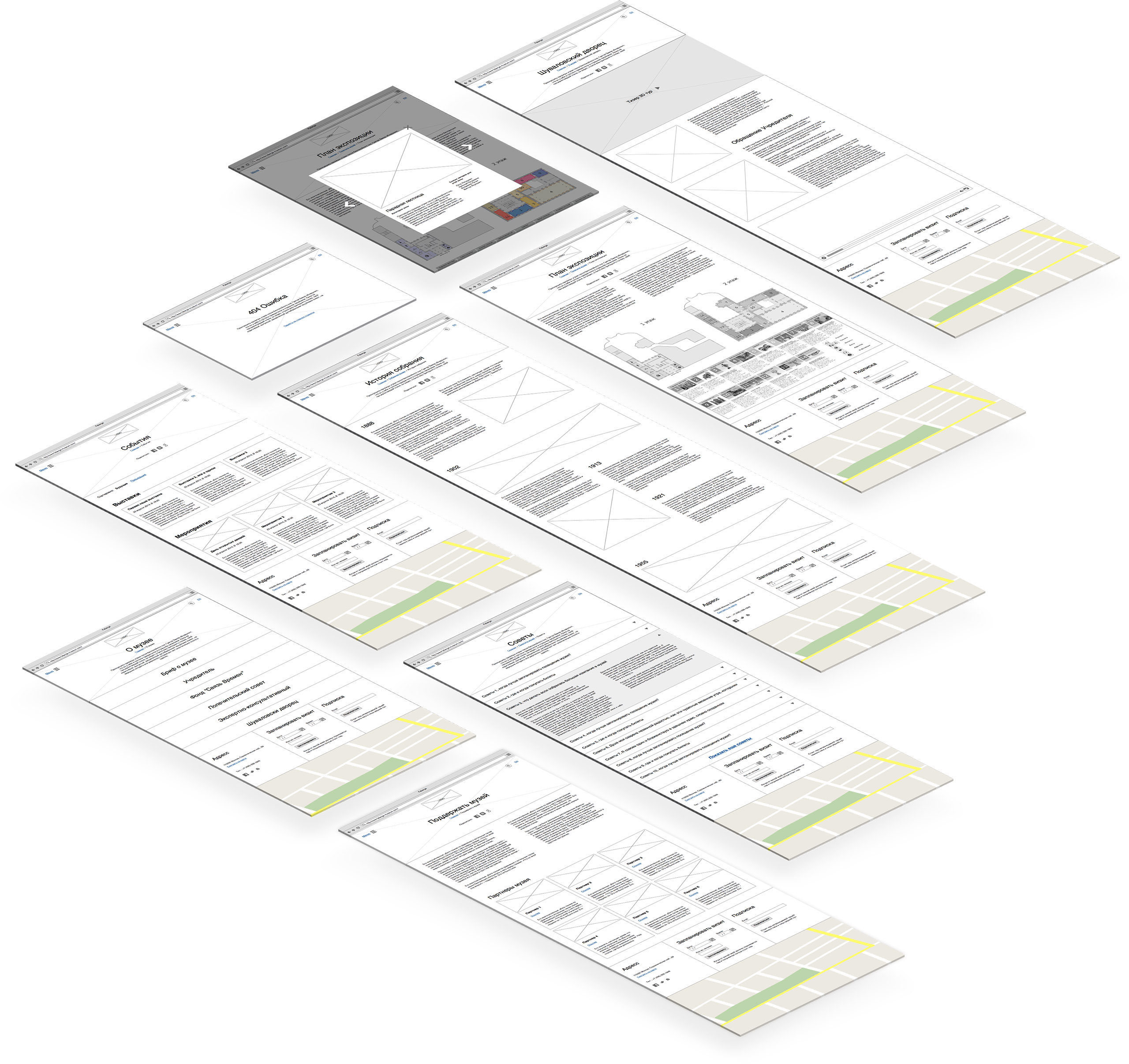 faberge Museum website wireframes