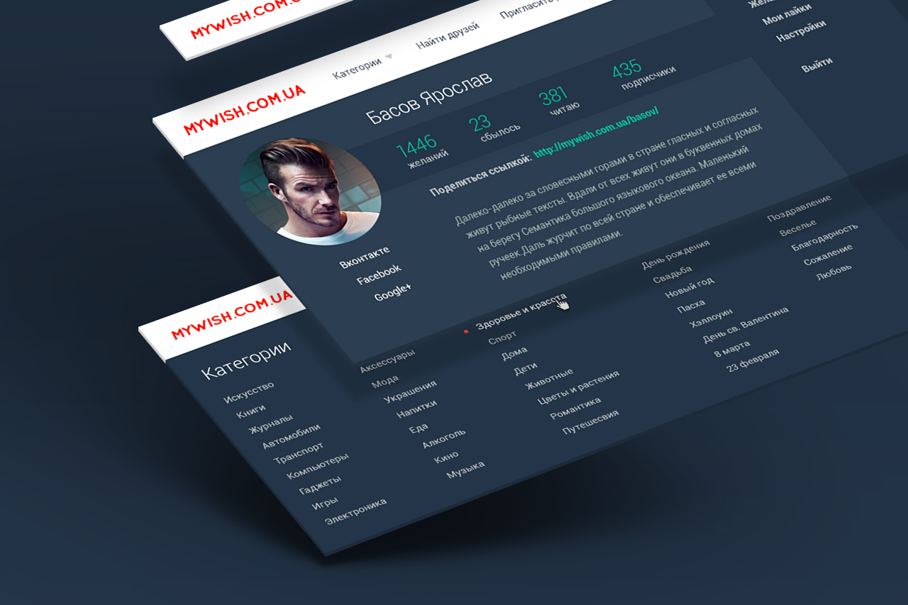Dropdowns design Mywish Wishlist App Social Platform