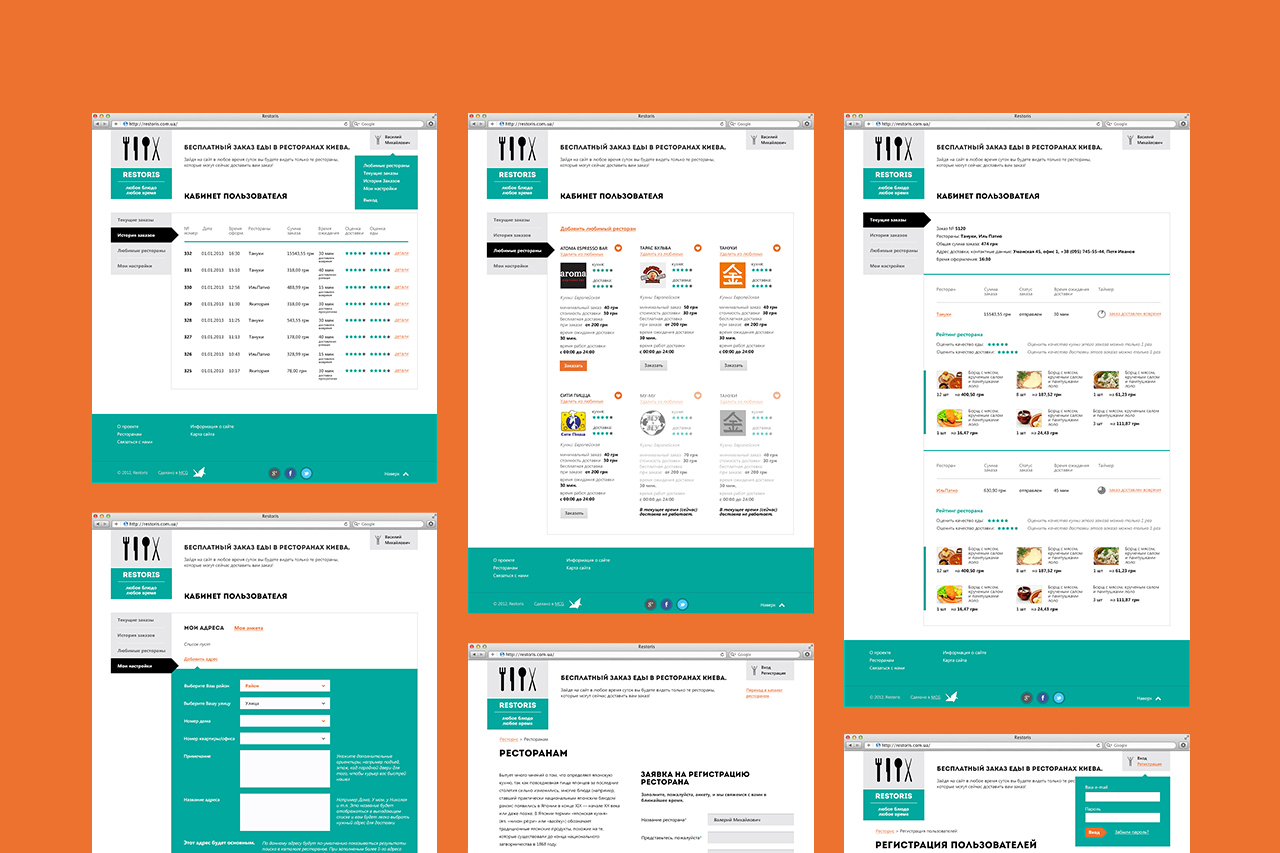 Cabine pages for Restoris ordering food delivery from any restaurant
