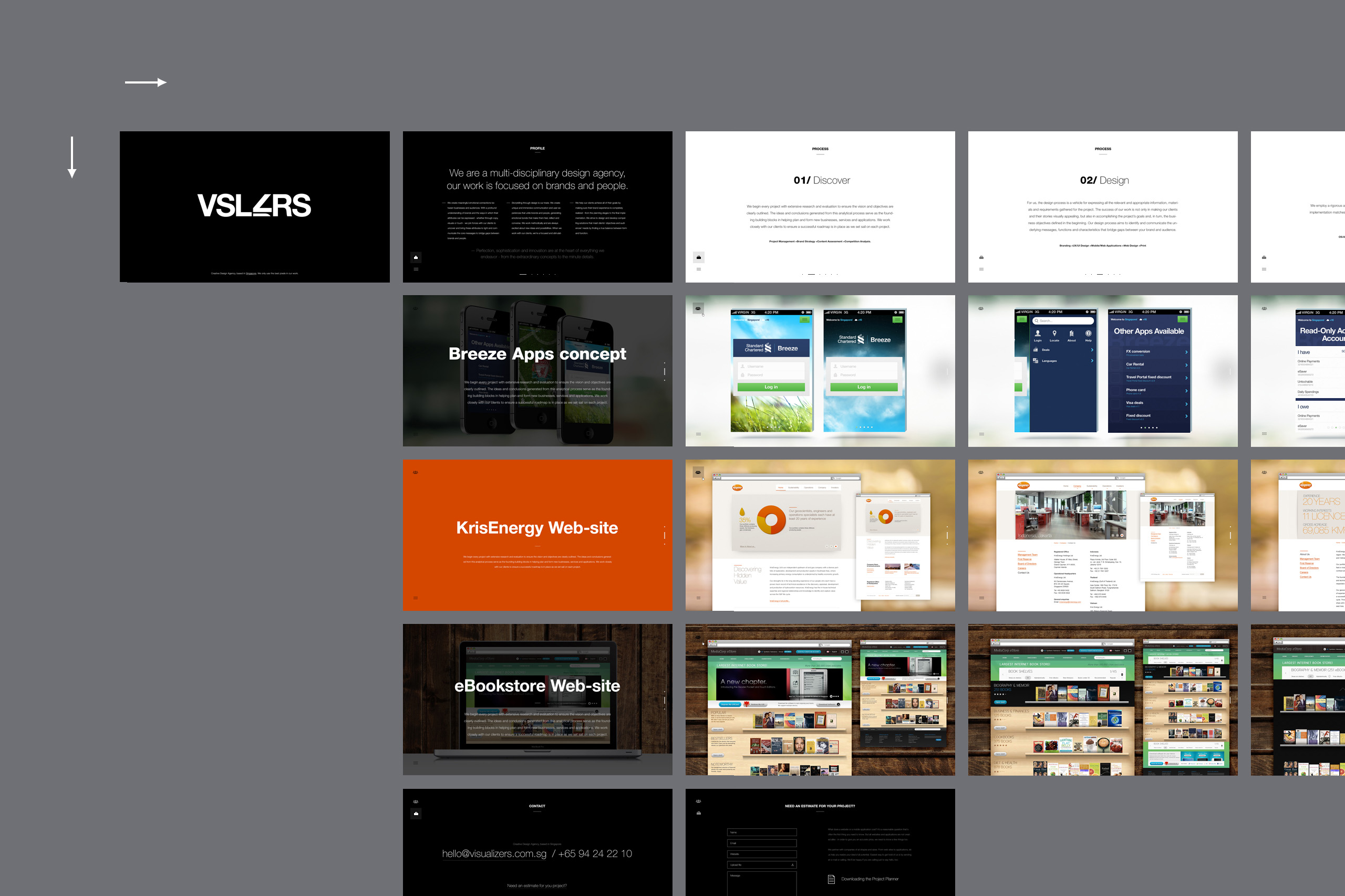 sitemap and all pages for Visualizers Multi-disciplinary design agency