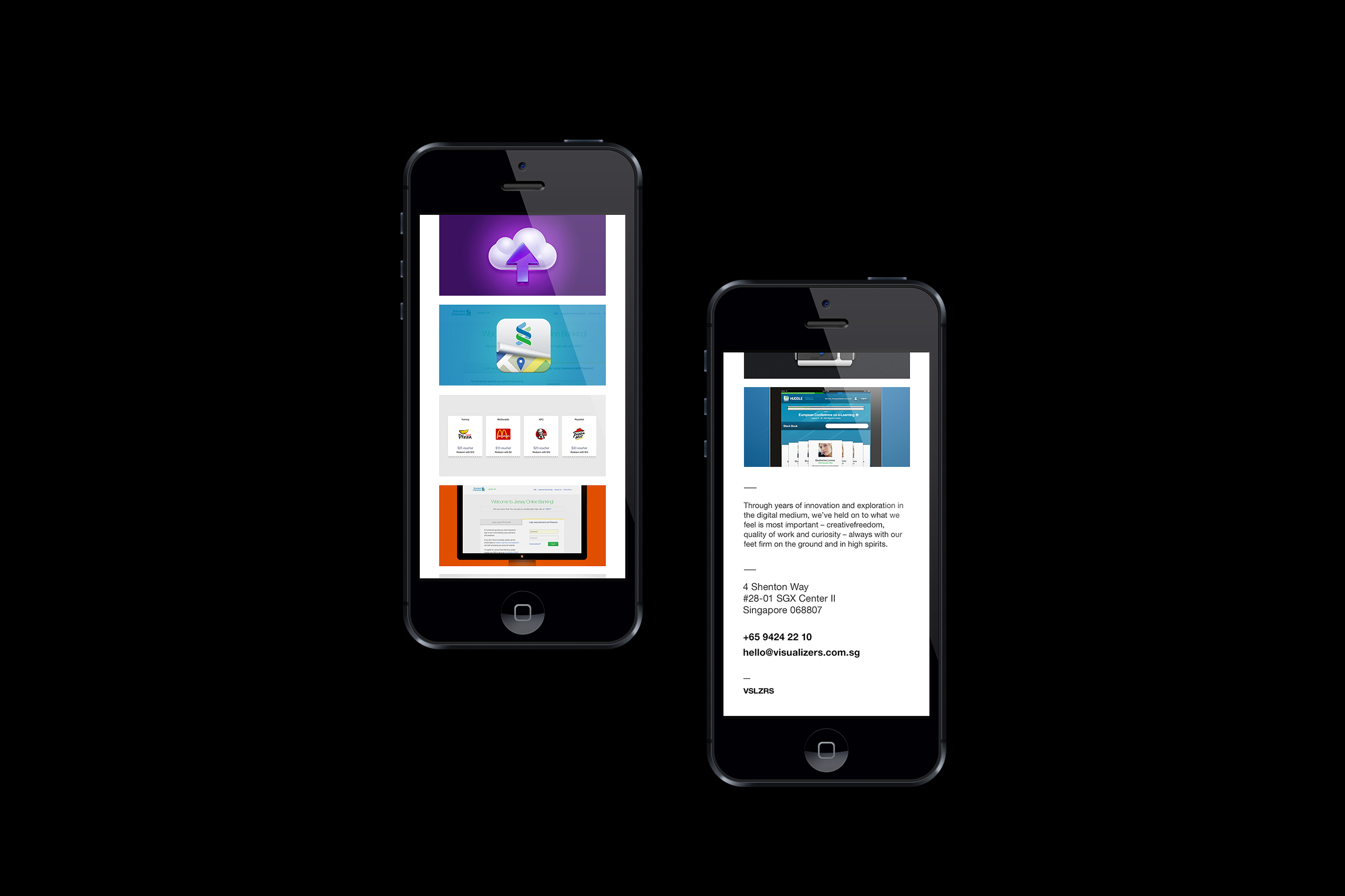 mobile project page for Visualizers Multi-disciplinary design agency