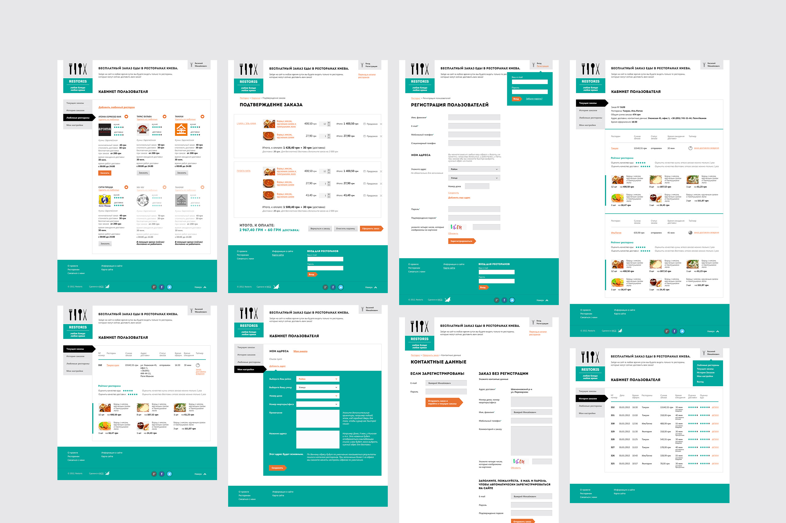 Users cabinet all page Restoris ordering food delivery from any restaurant