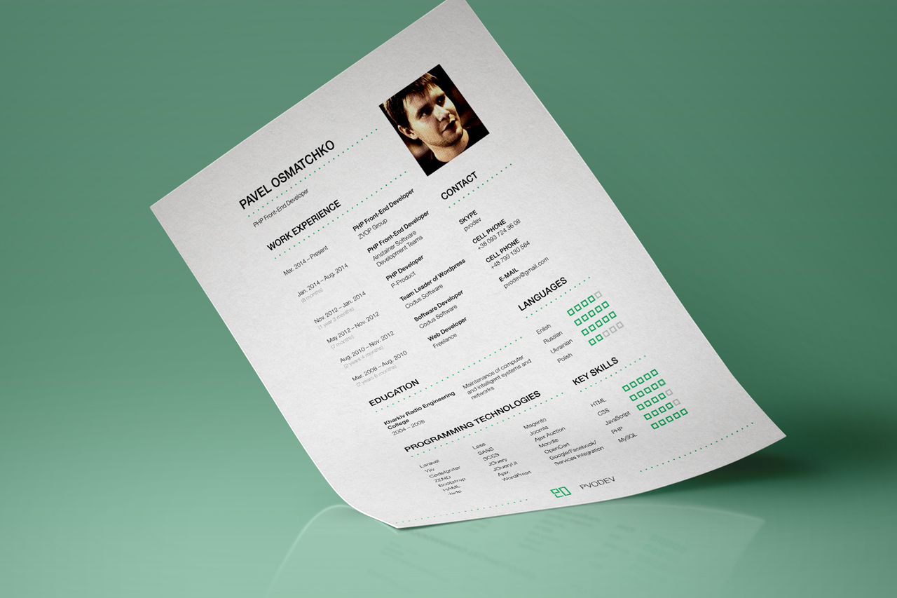 Resume or CV design Personal Brand Identity for Web Developer: PWODEV