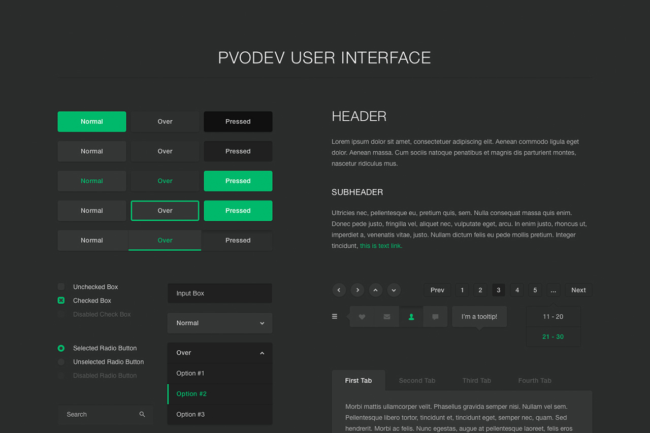 Dark version PWODEV user interface