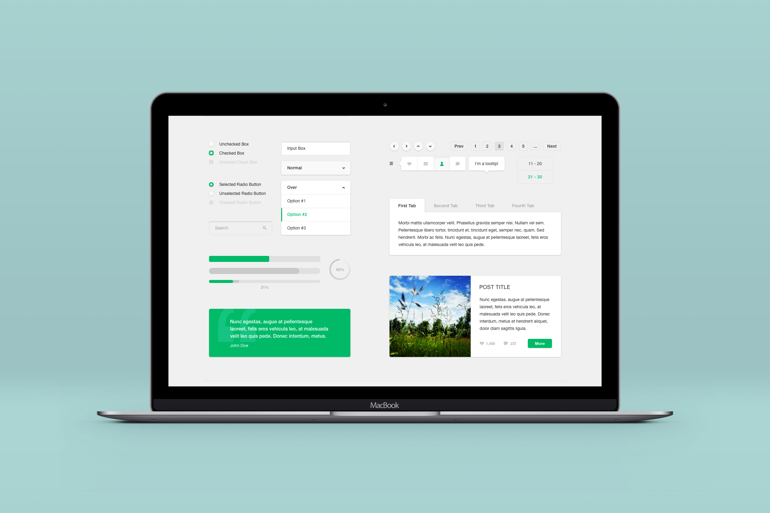 UI element design for website PWODEV Case Study: Branding & Design for Developer