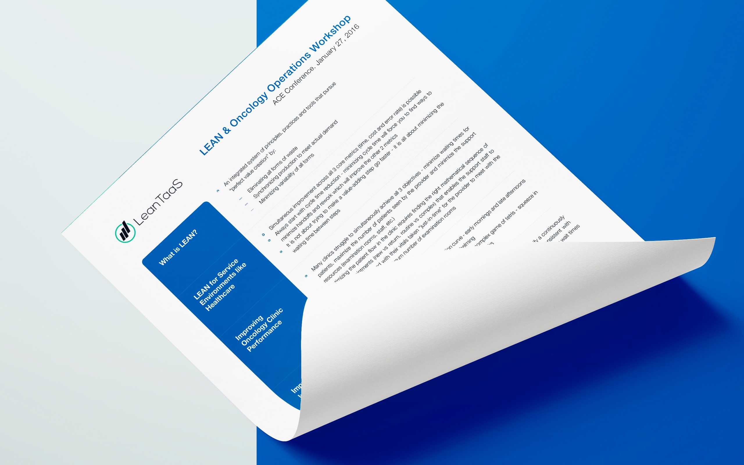 Marketing material design, brochure design for LeanTaaS Healthcare AI Website
