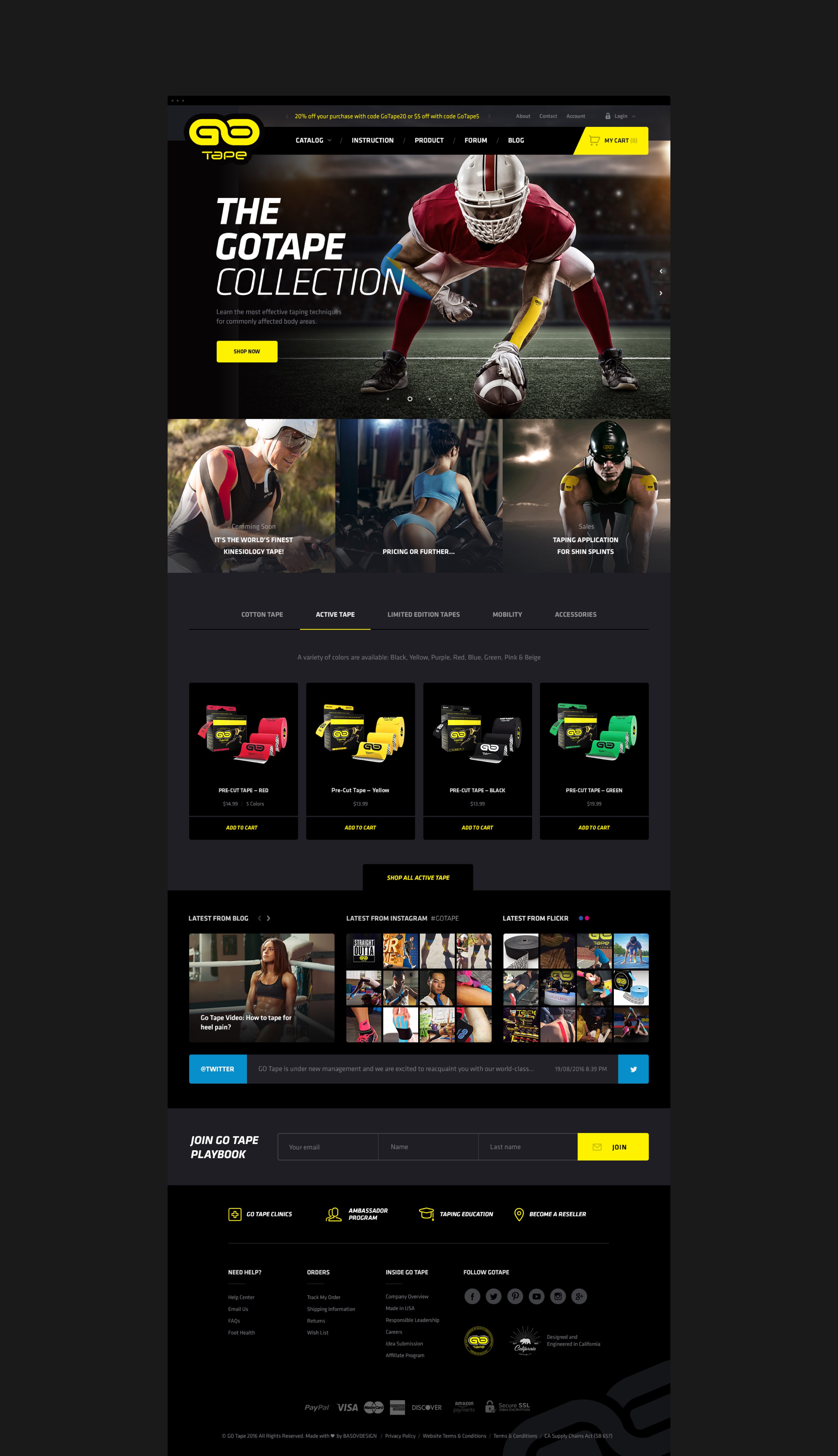 Home page of eCommerce Gotape website
