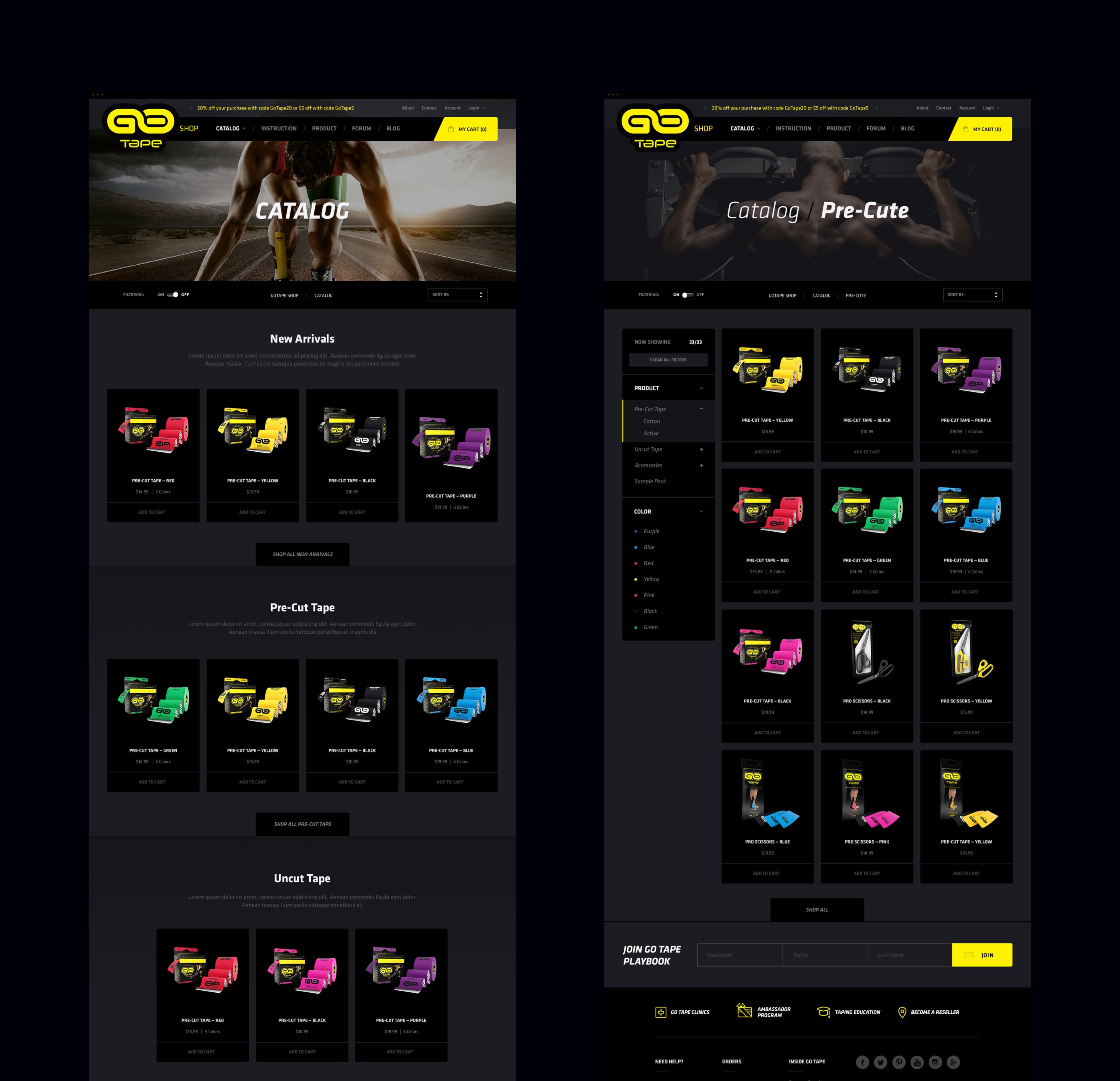 gotape catalog and category pages design