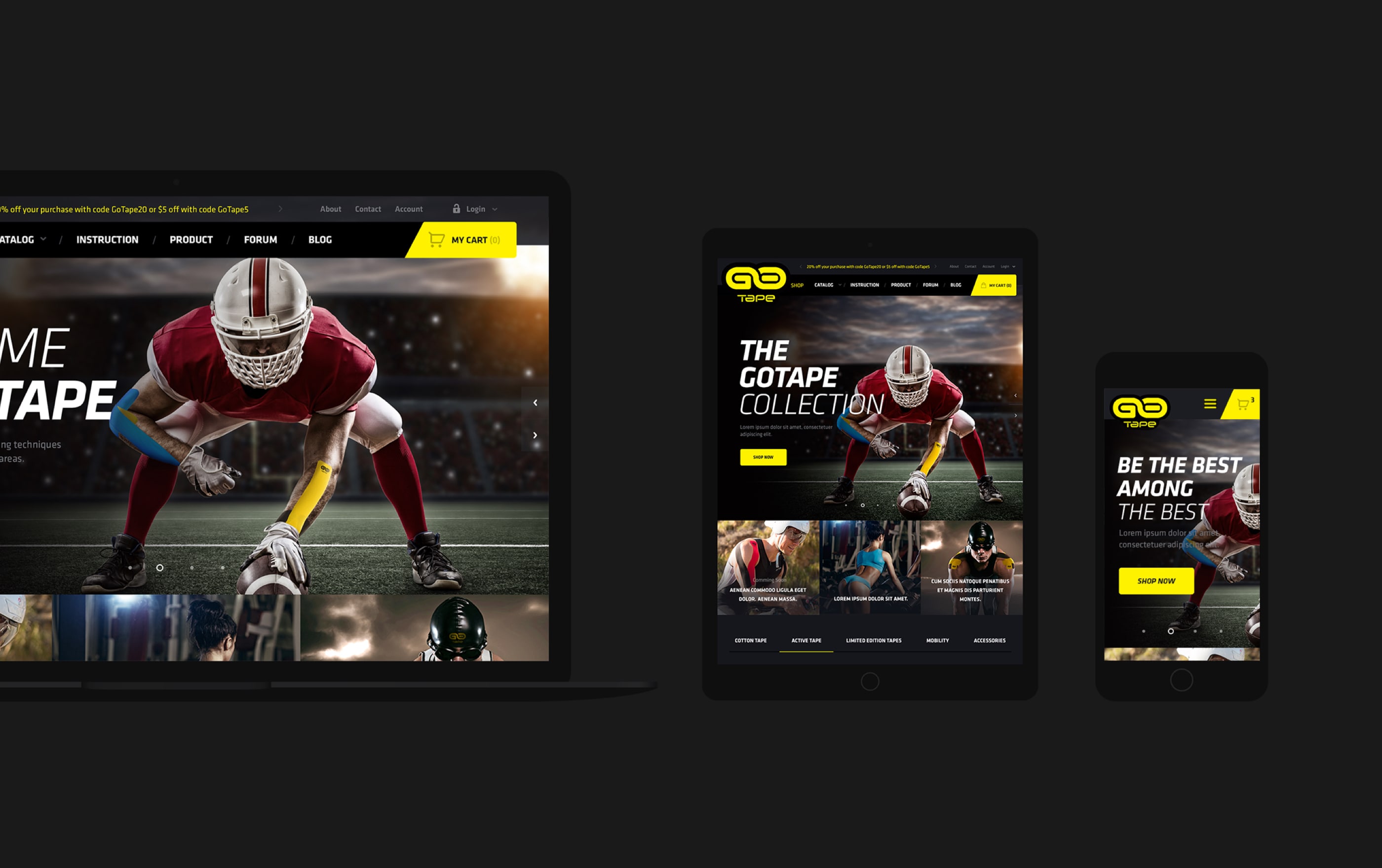 Responsive sports equipment website design