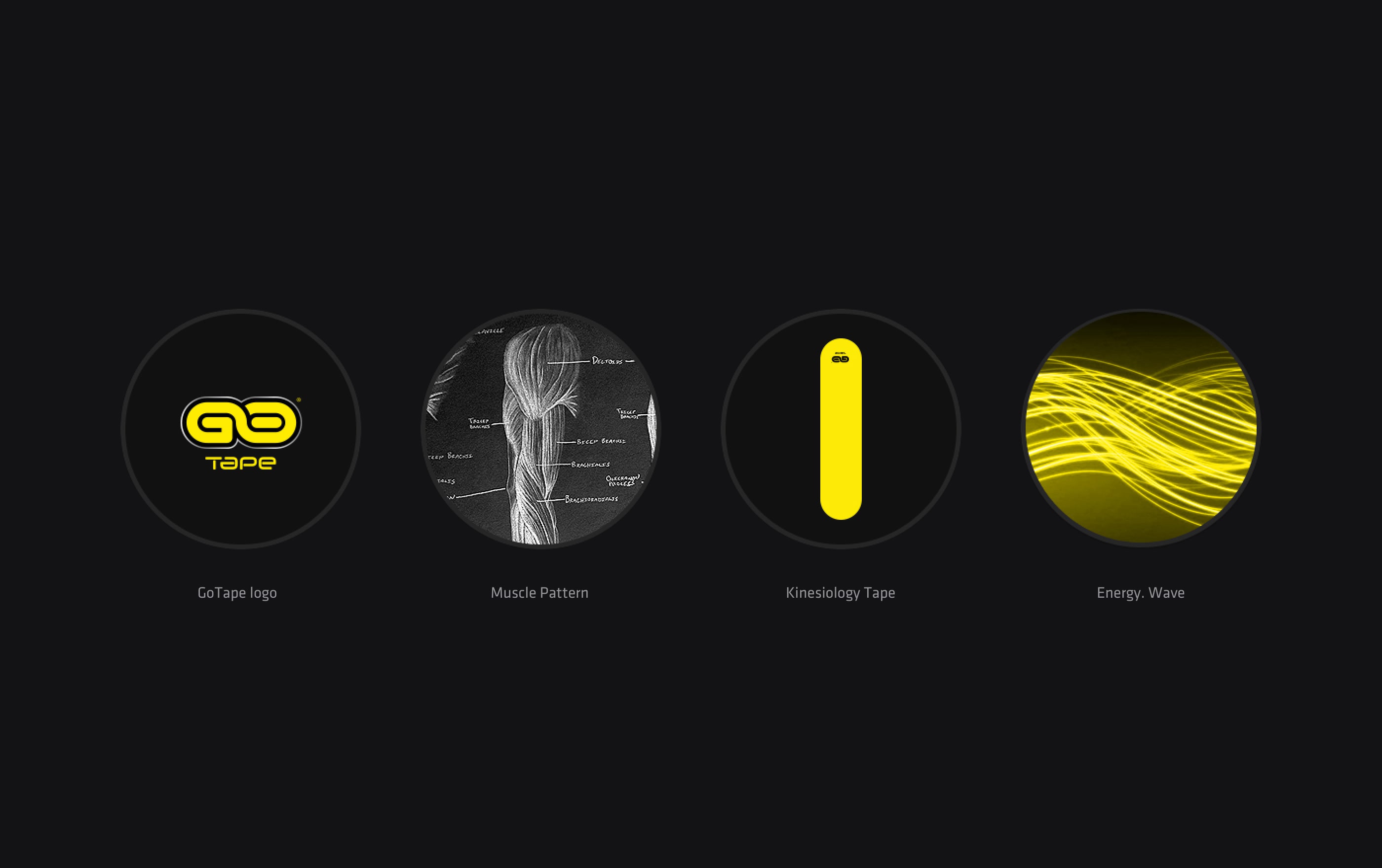 Logo and illustrations related to kinesiology gotape