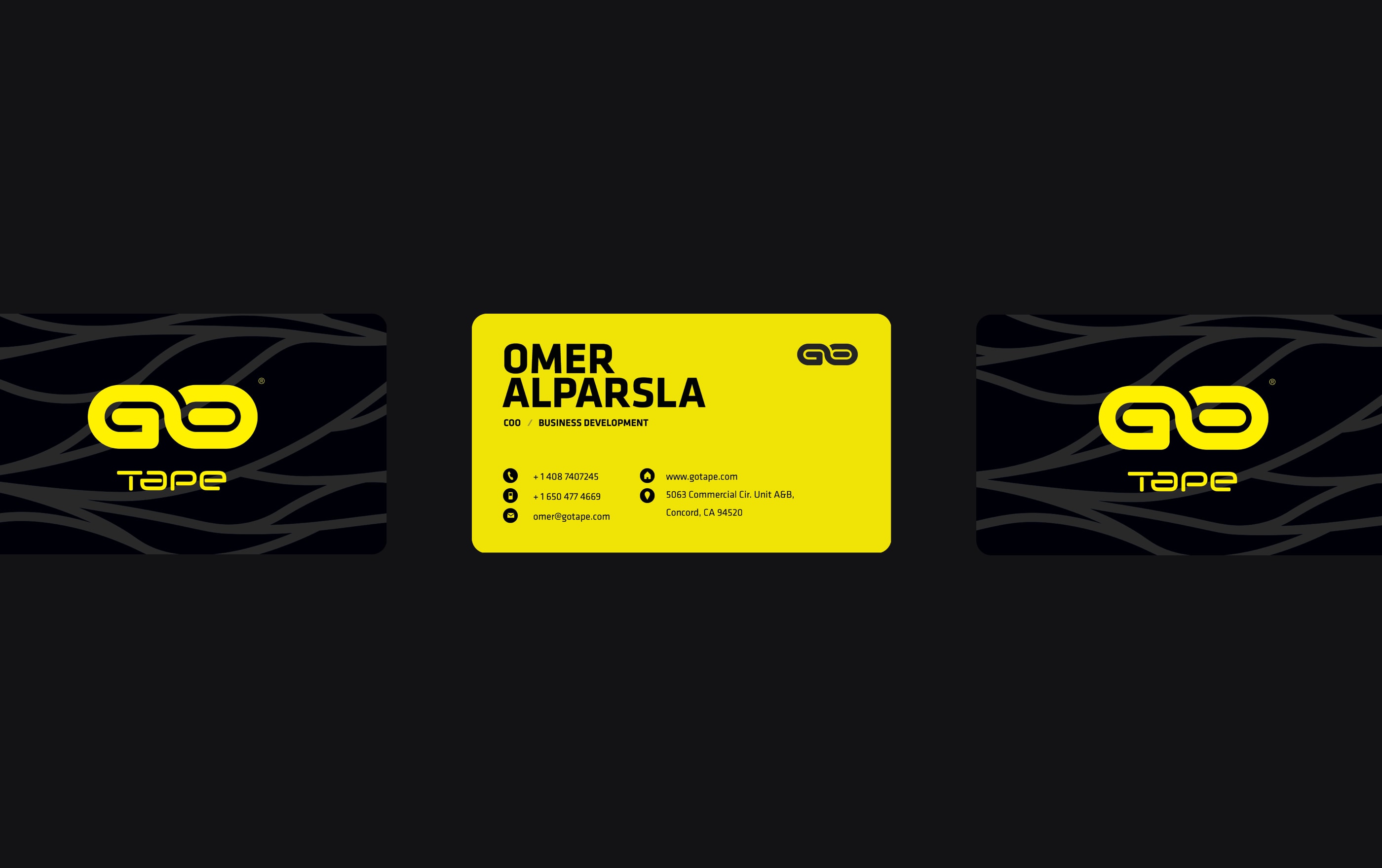 gotape Yellow business card with logo