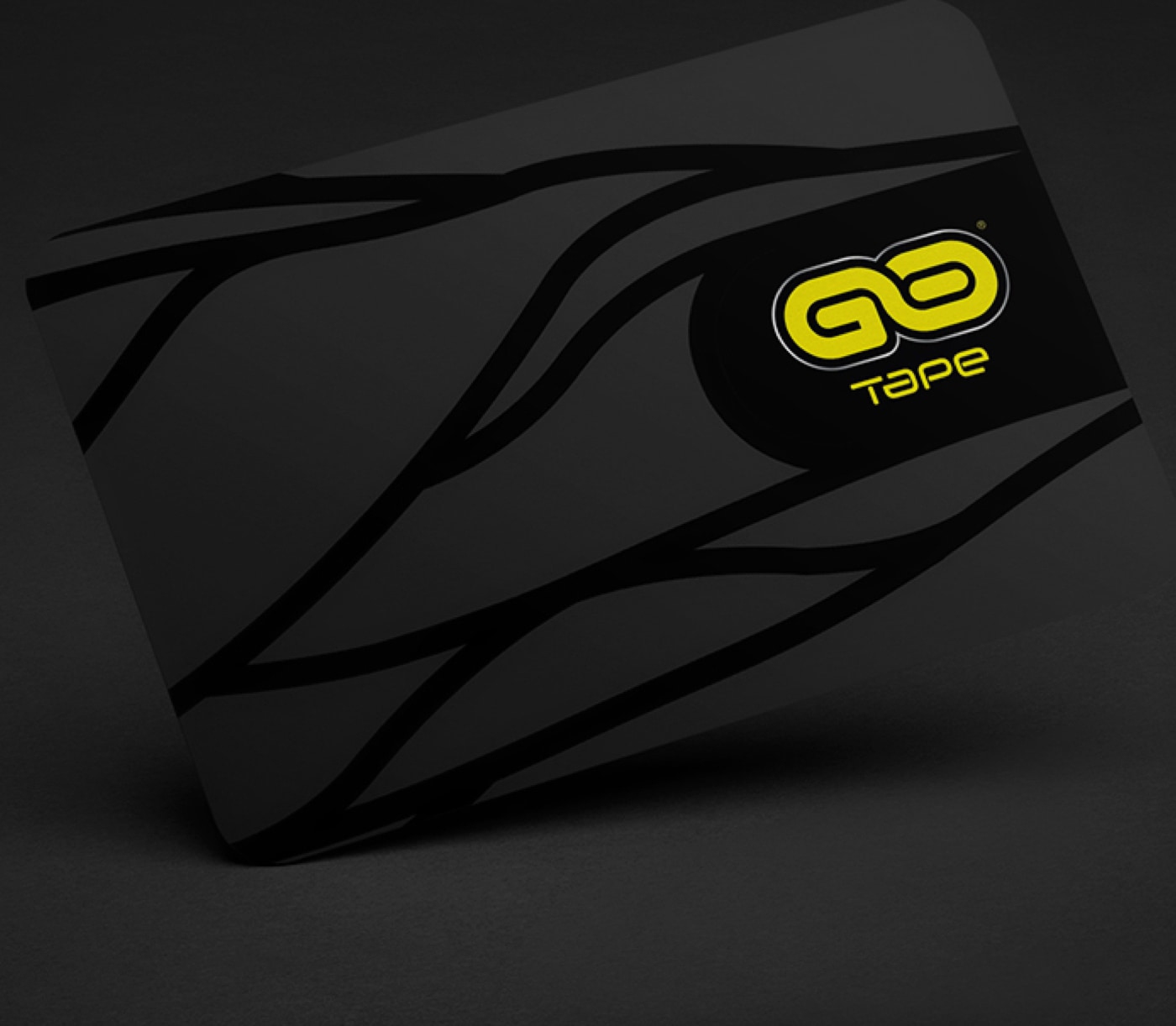 Black business card with gotape logo
