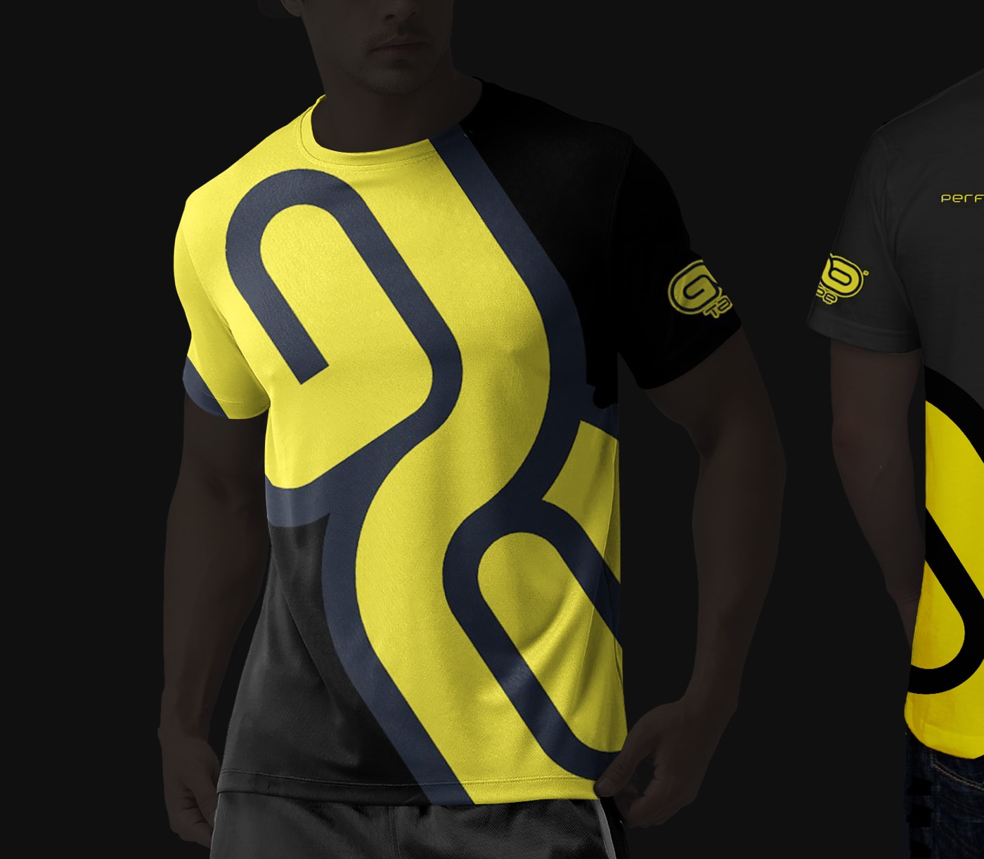 Stylish yellow and black sports t-shirt