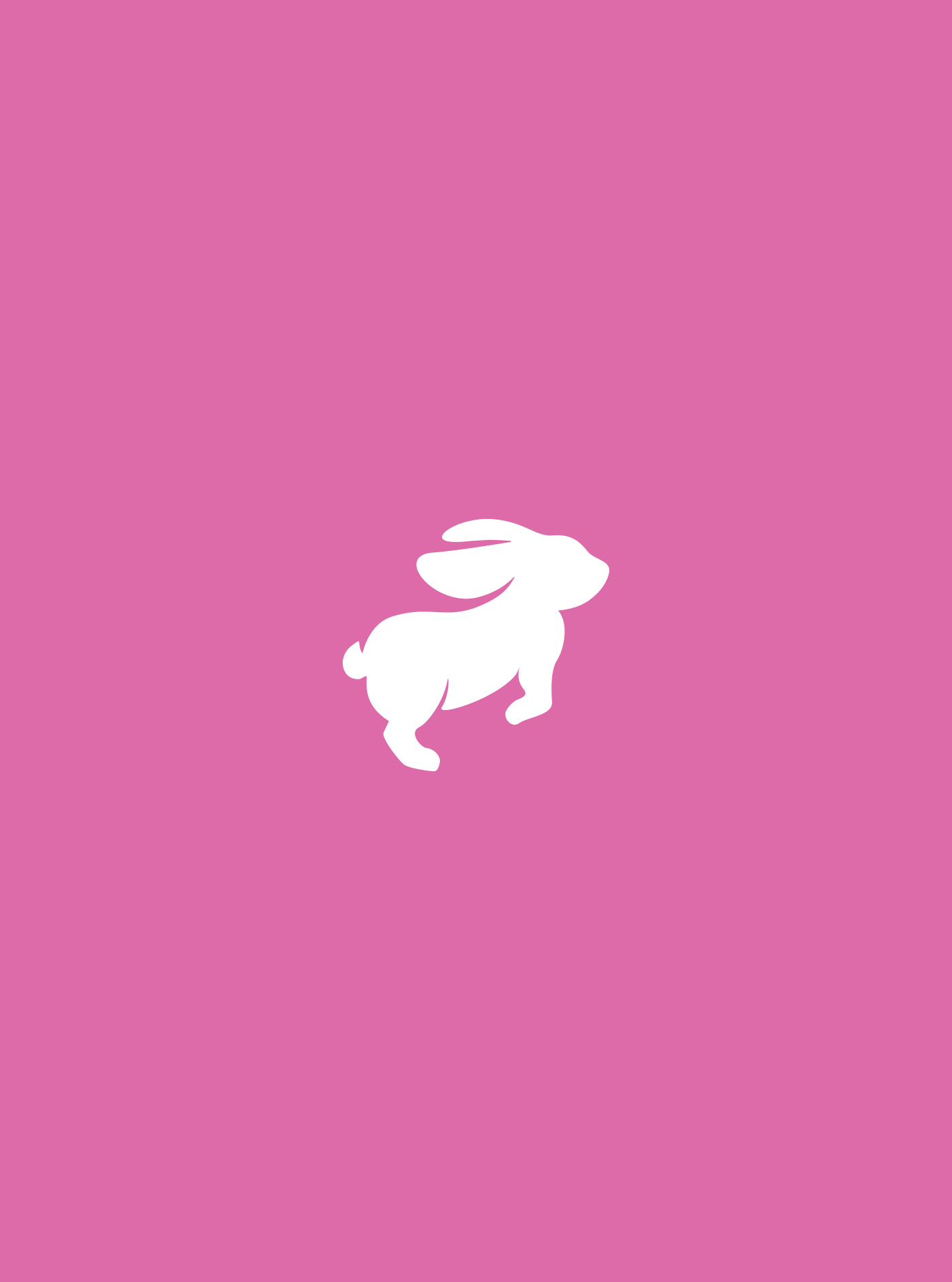 White rabbit silhouette run on pink background