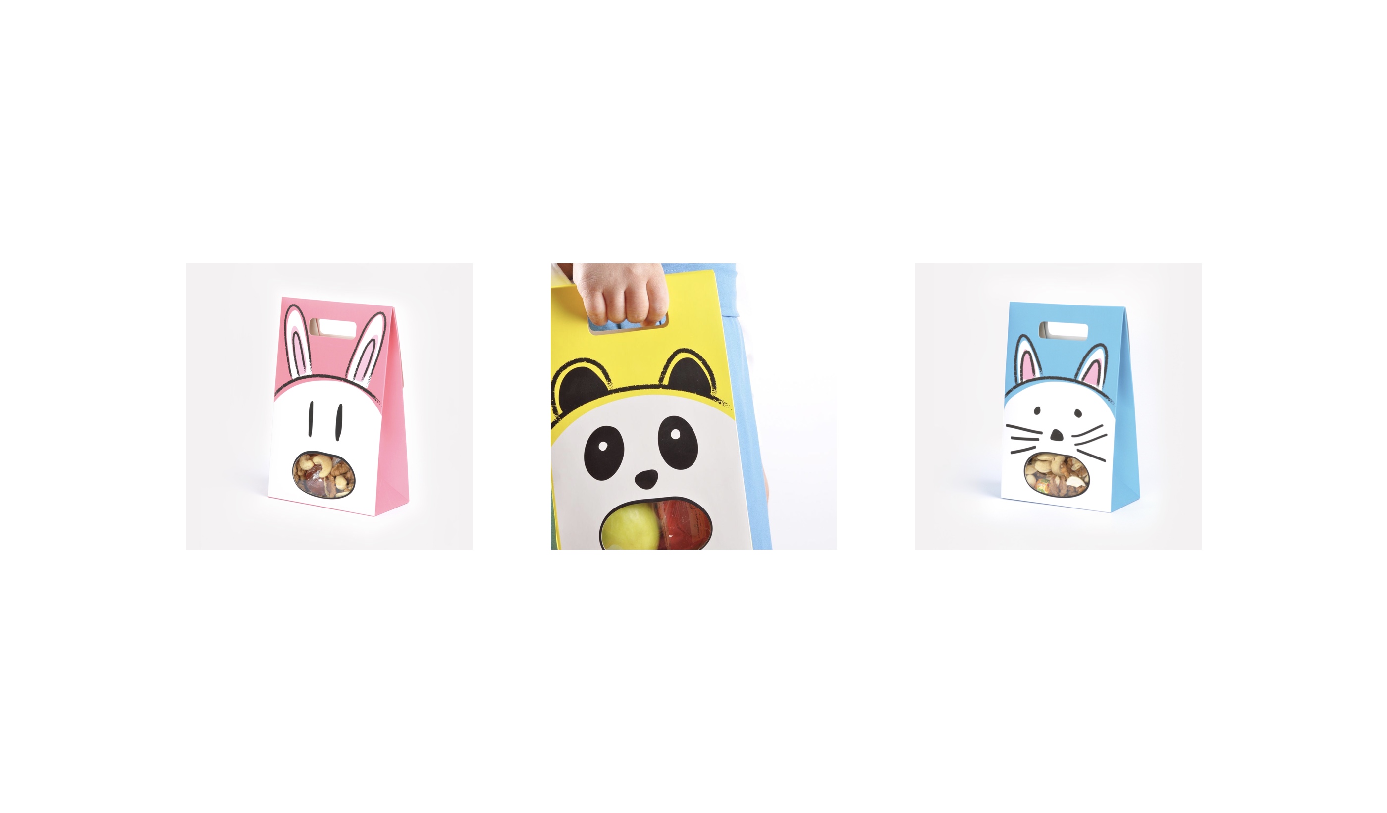 Colorful animal-themed snack boxes