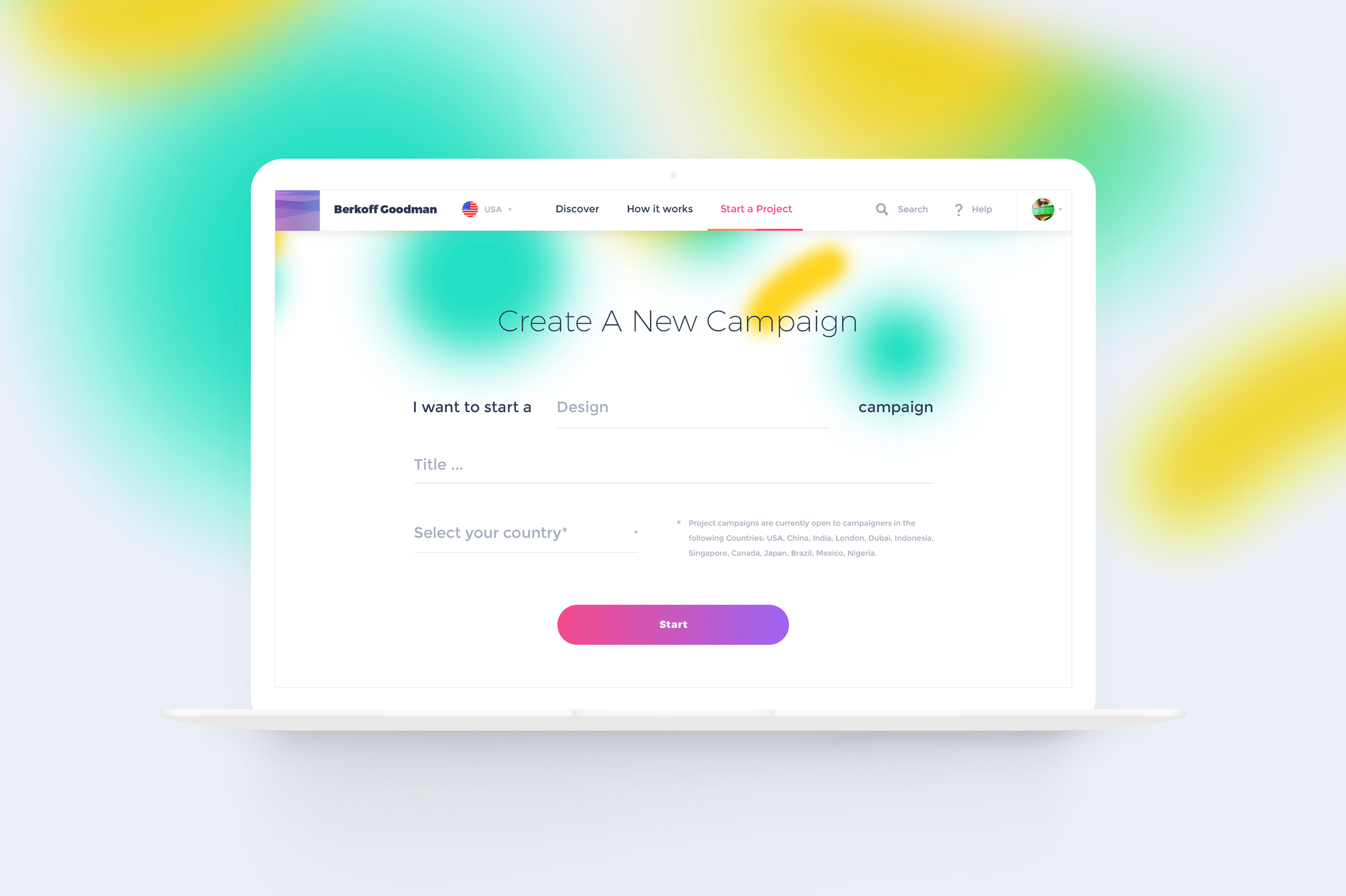 Campaign creation interface on laptop