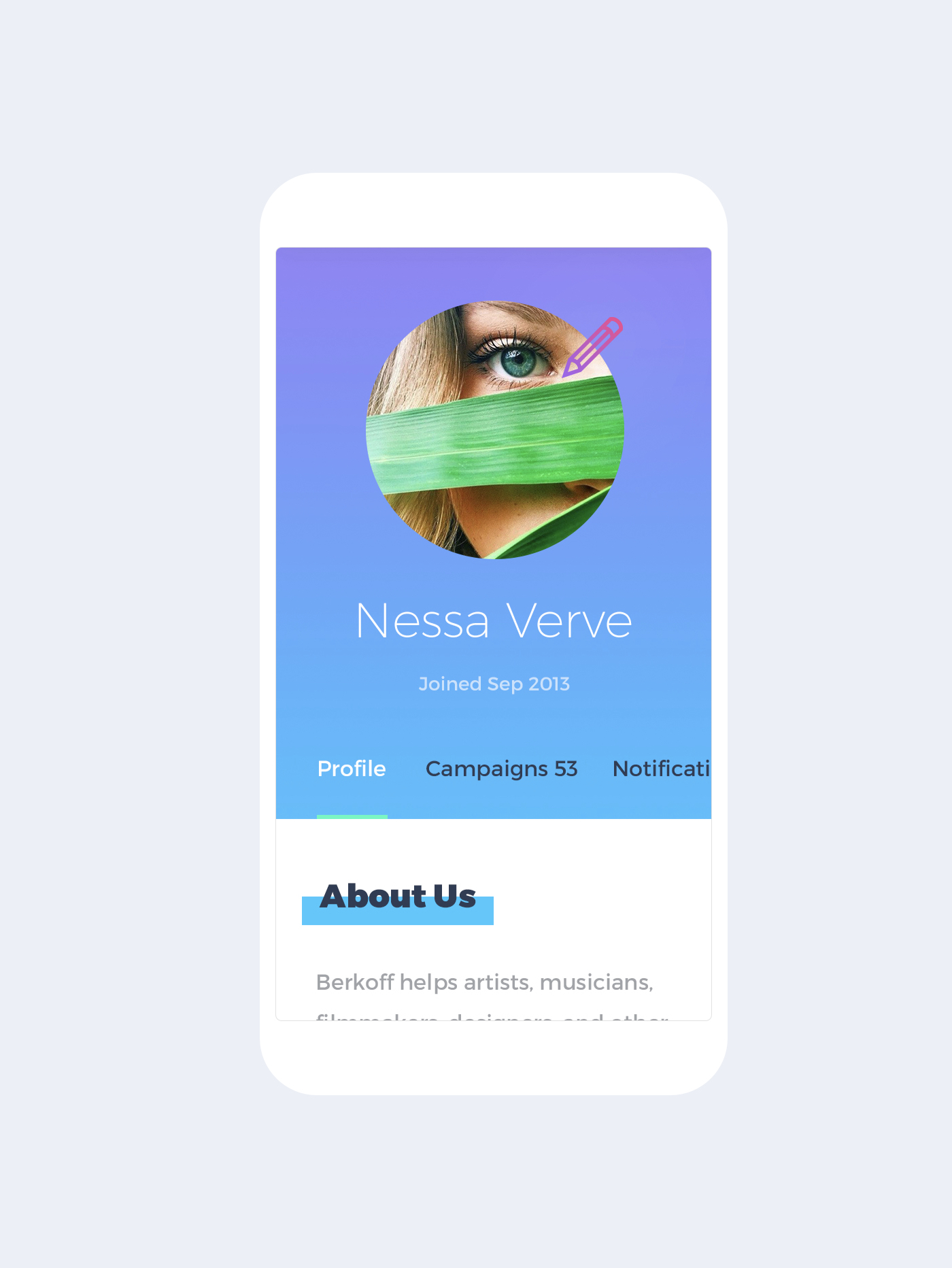 Mobile Profile of Nessa Verve, artist.