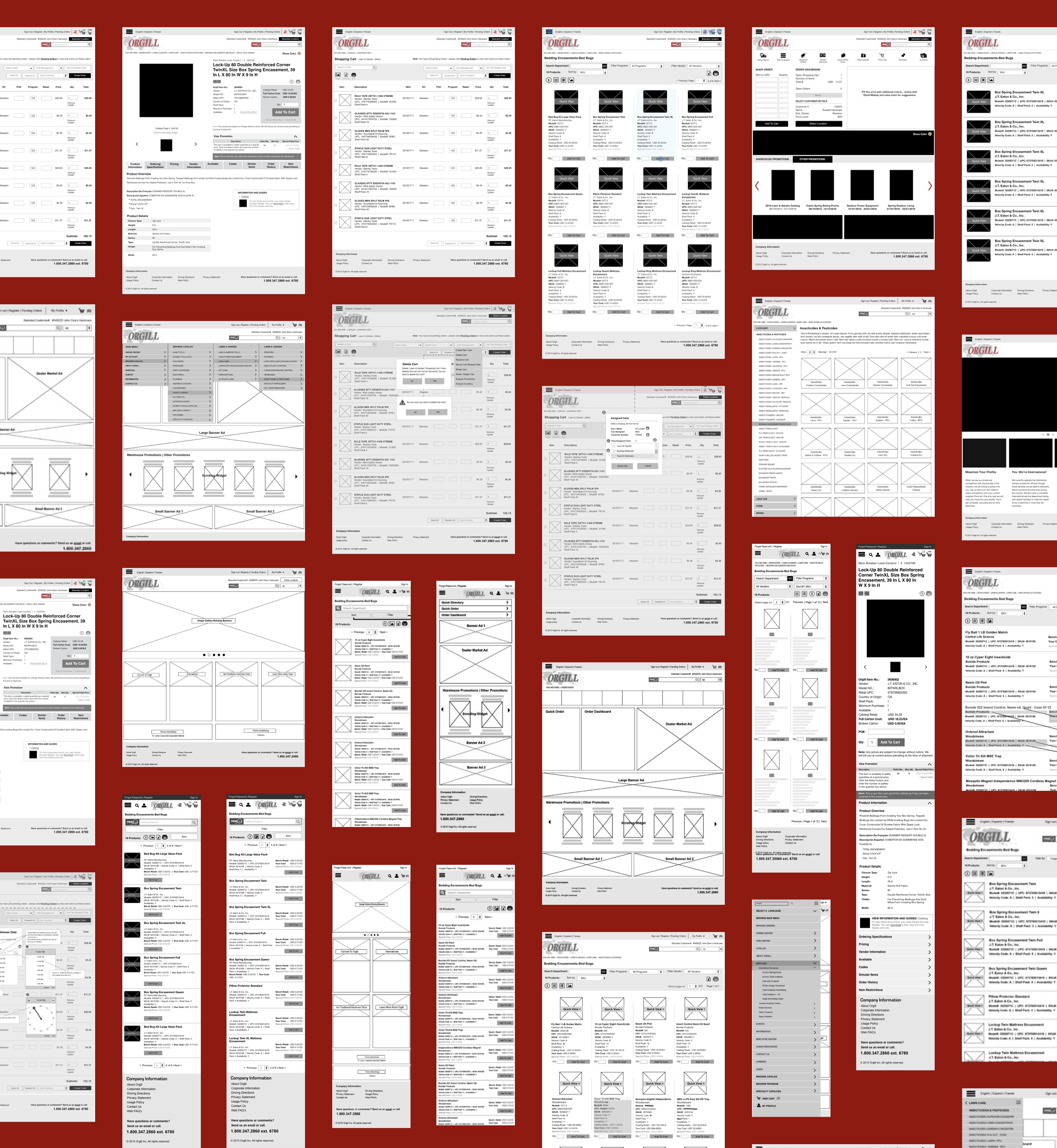 Collection of website wireframe designs