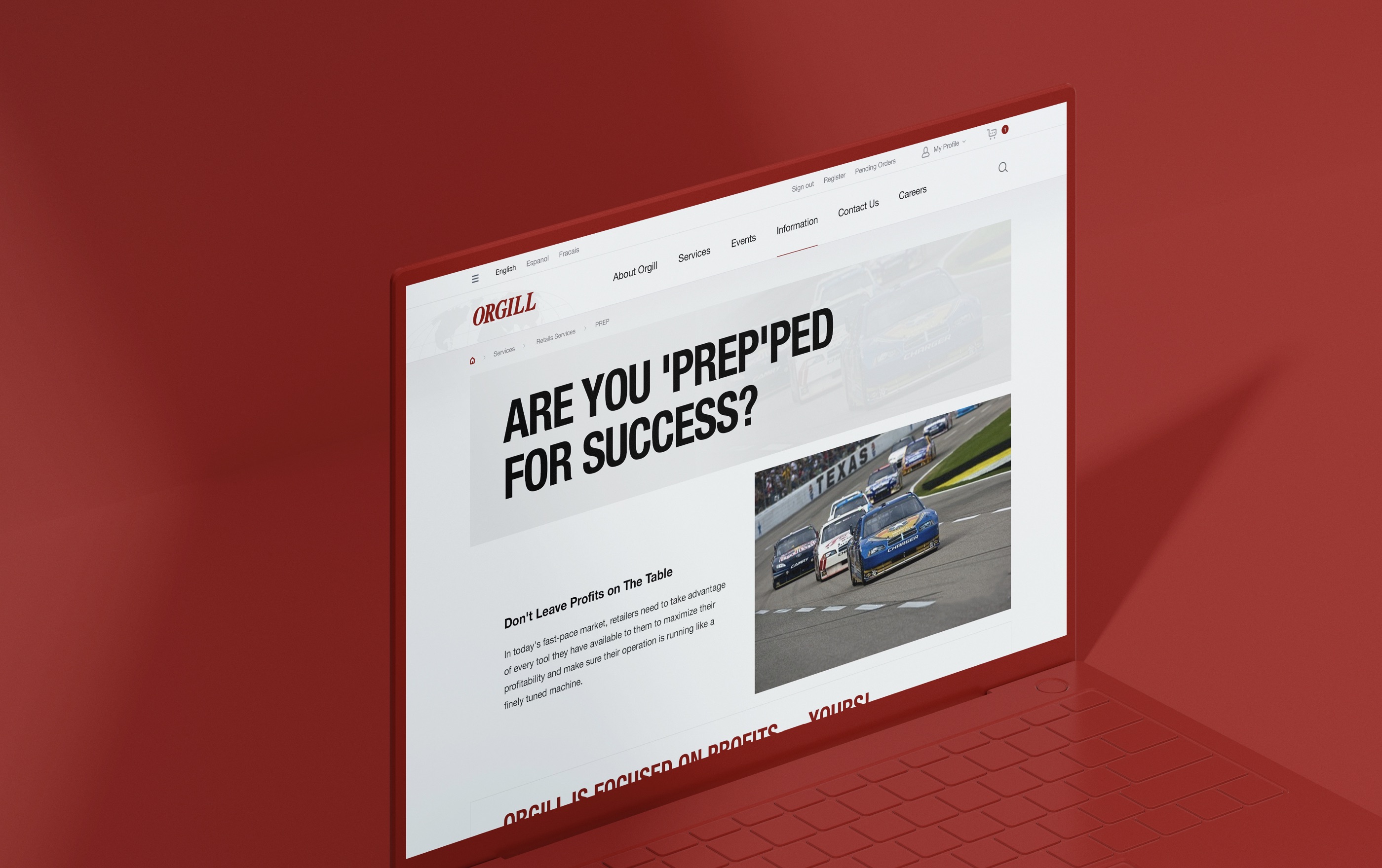 Website showcasing racing and success tips