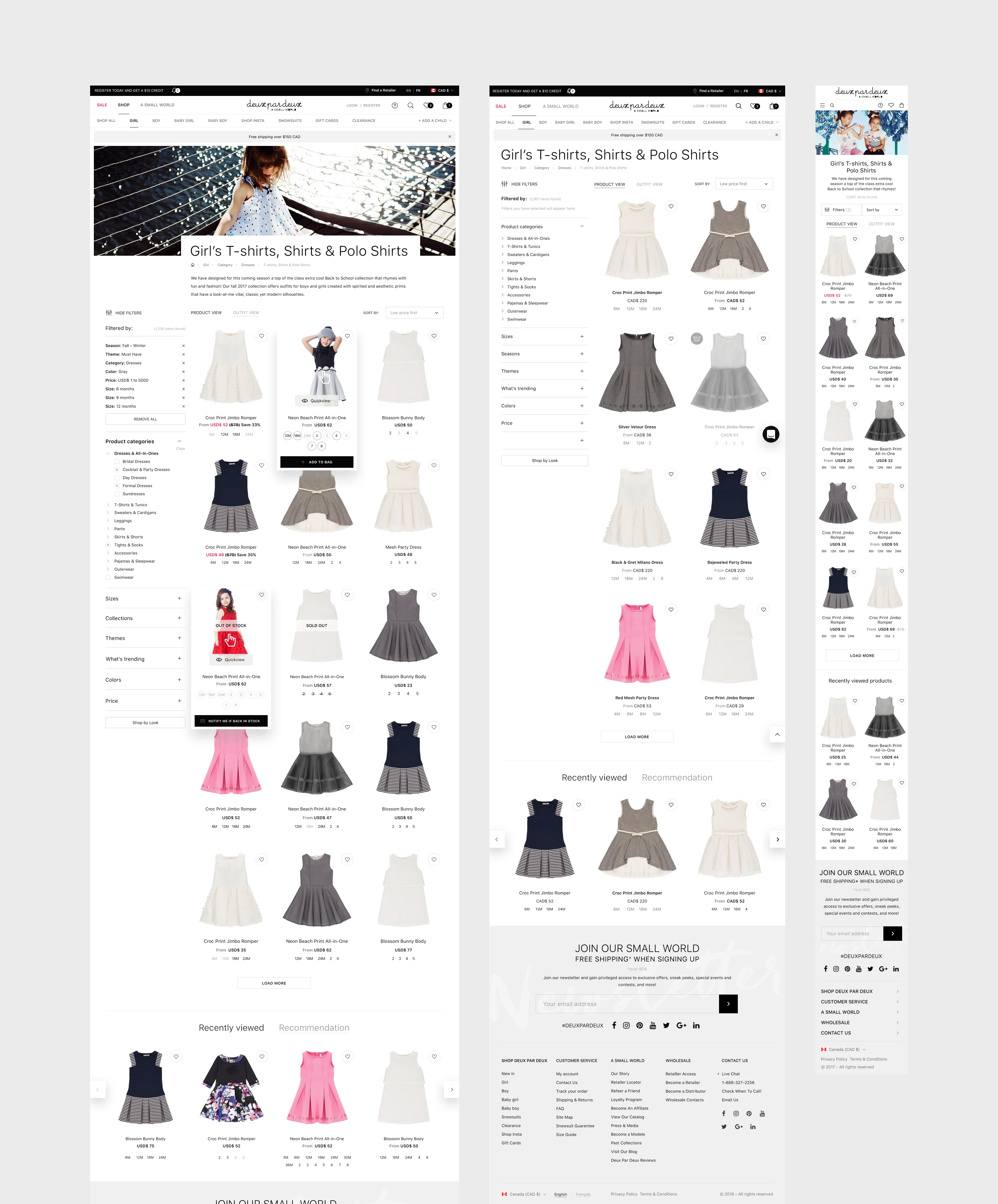 Catalog page. Category page design Deux par Deux