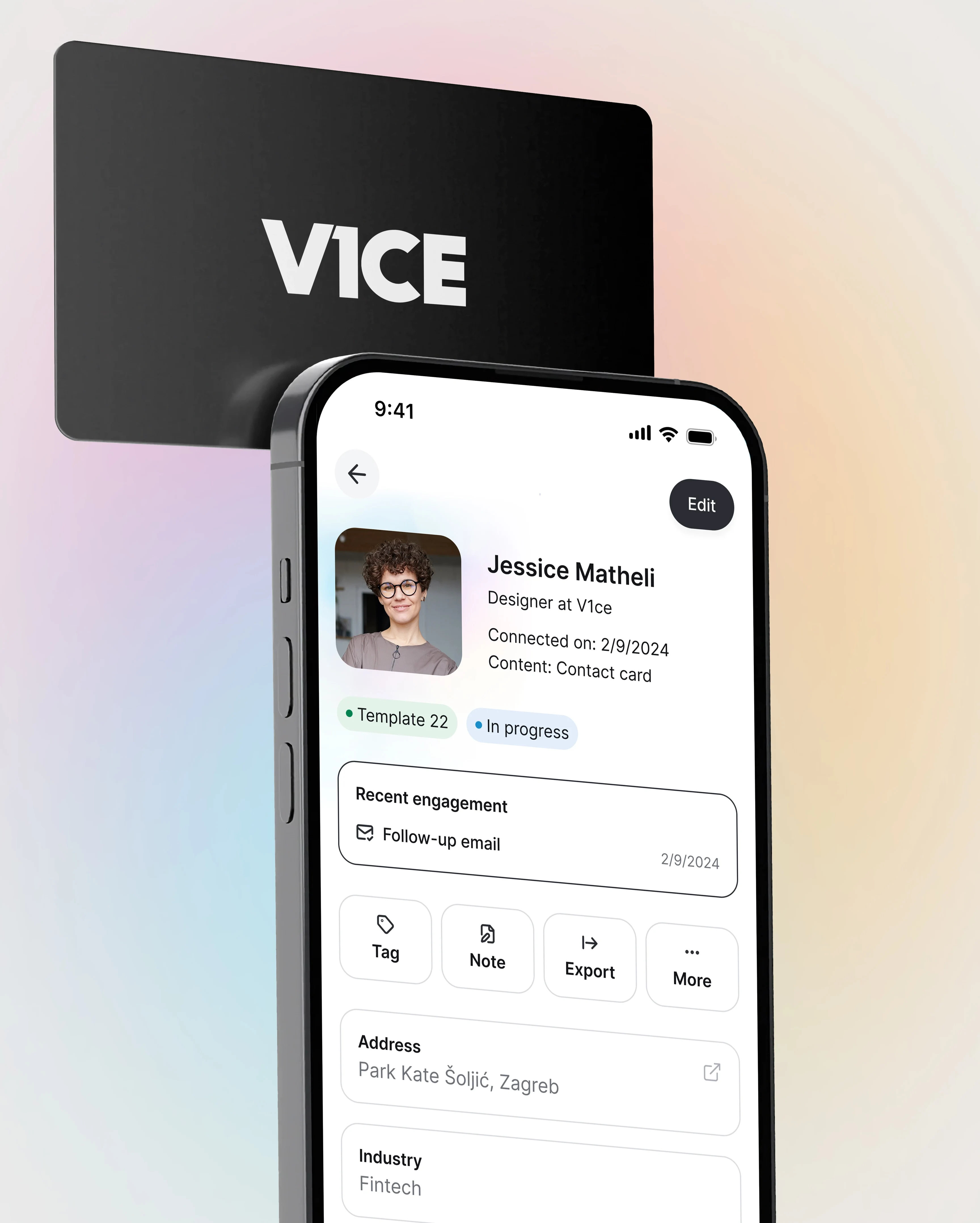Contacts page on phone and your digital Business Card _ Case V1CE Client Conversion Platform