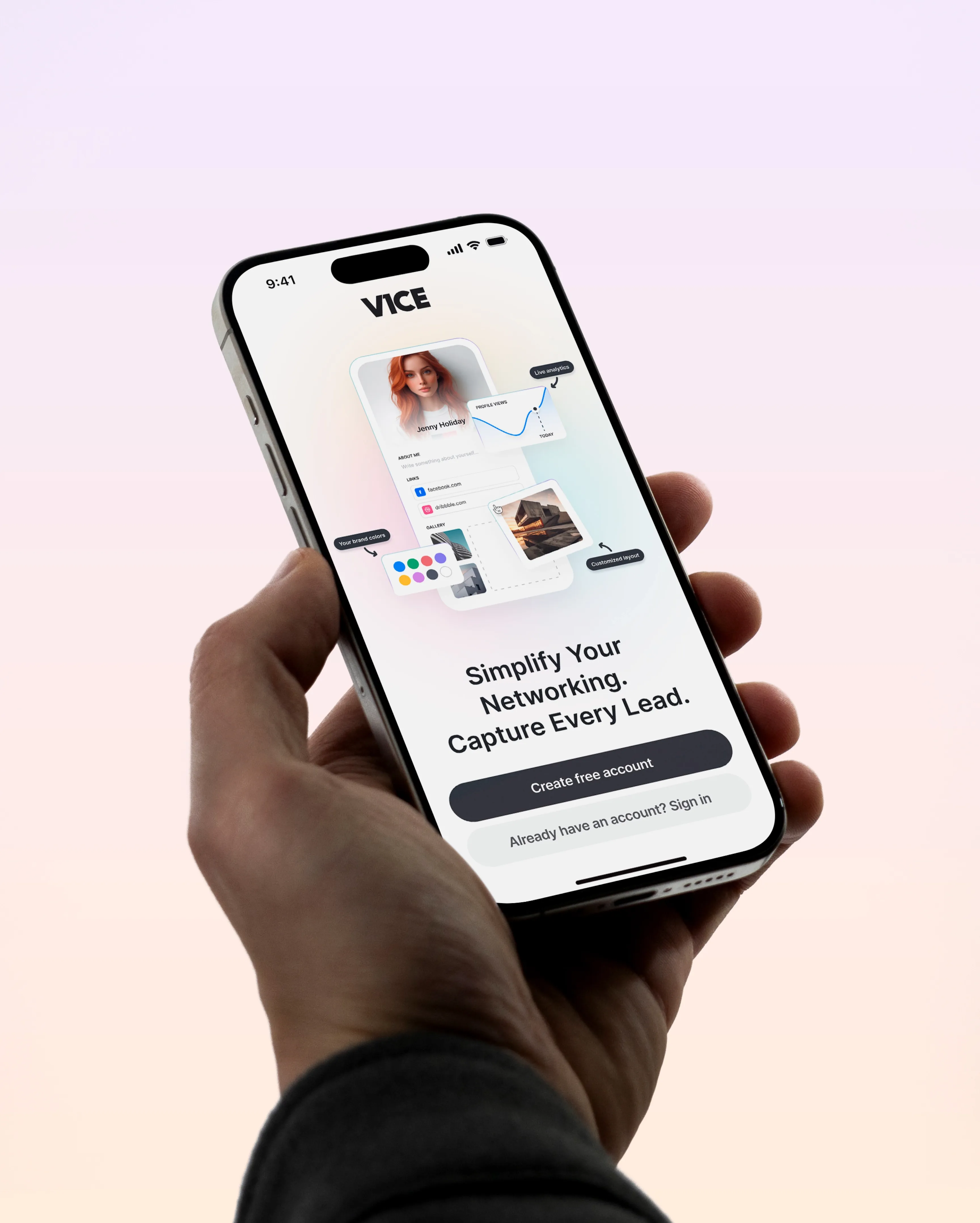 Welcome mobile screen on phone in my hand _ V1CE Client Conversion Platform