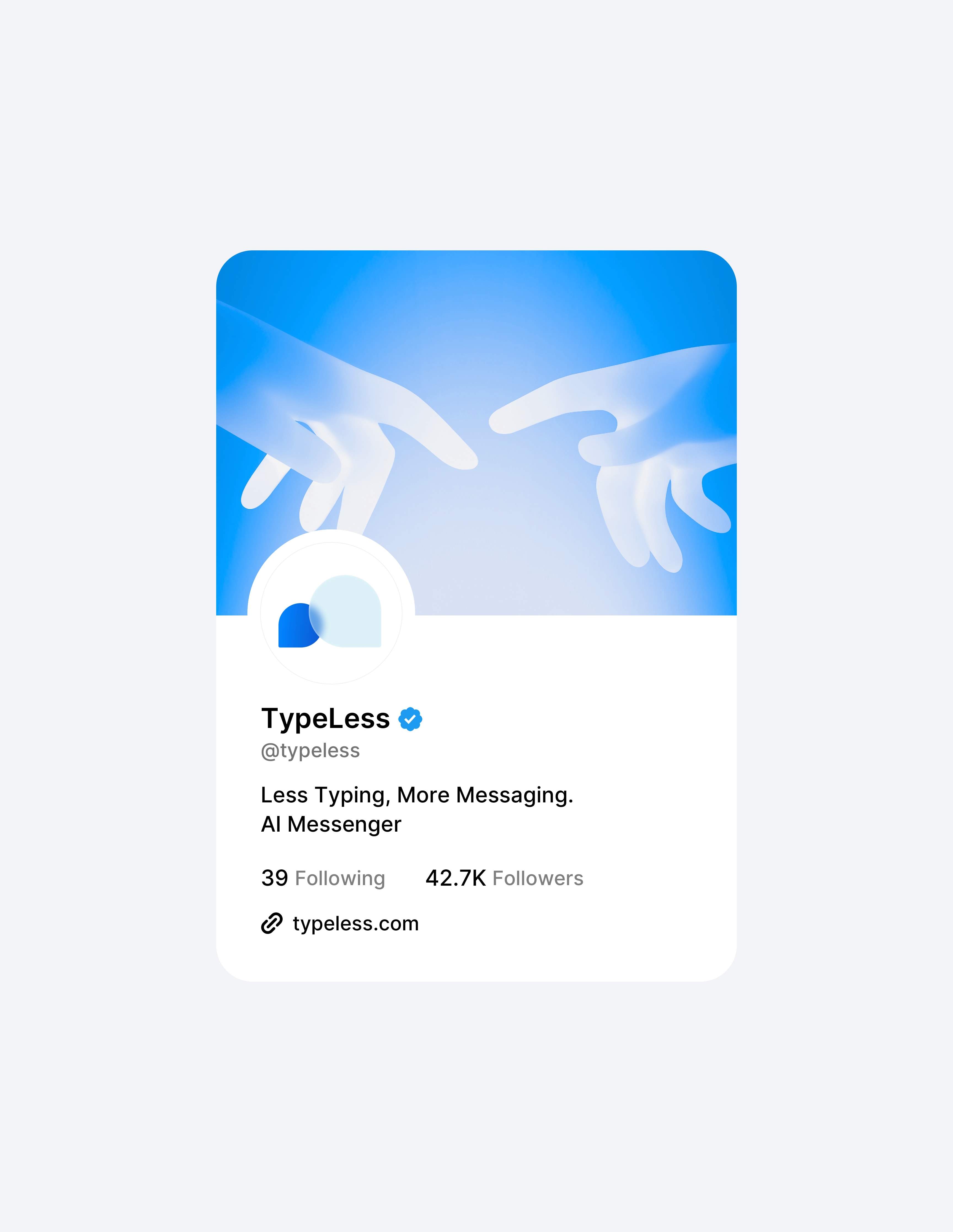 AI messenger profile with hands reaching