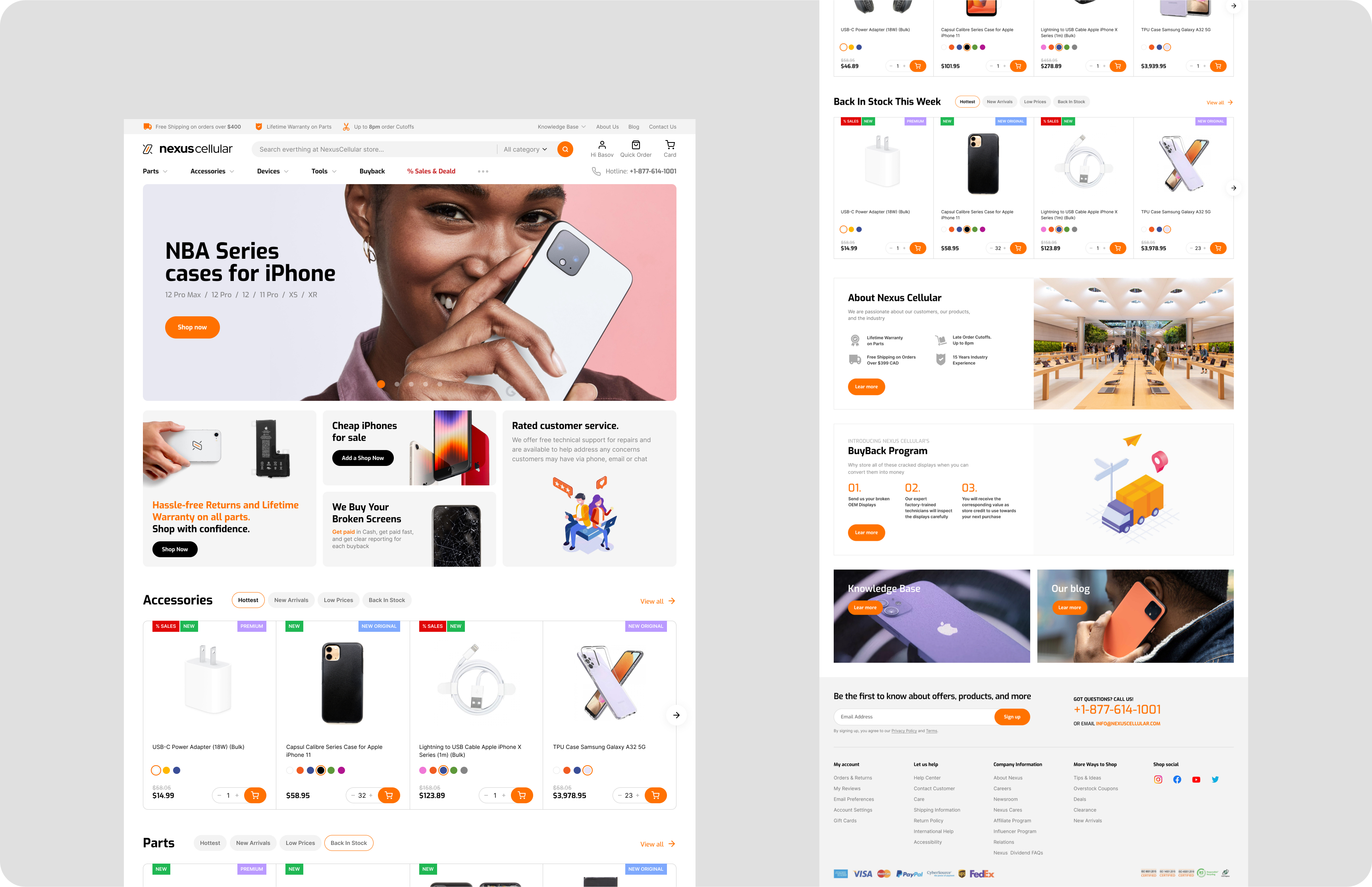 Nexus cellular website homepage design