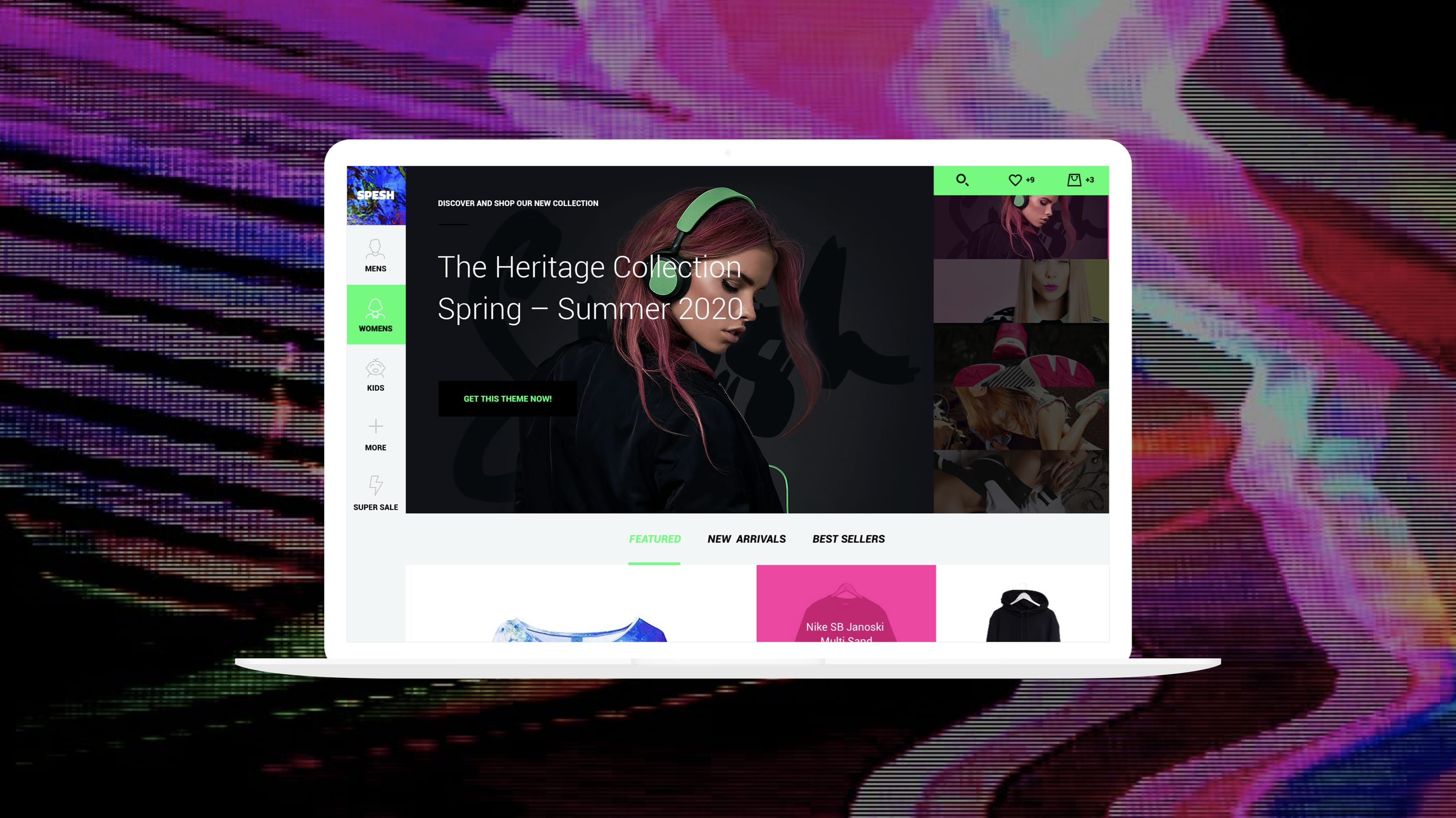 Spesh homepage laptop ecommerce website shop cyberpunk style by basov design