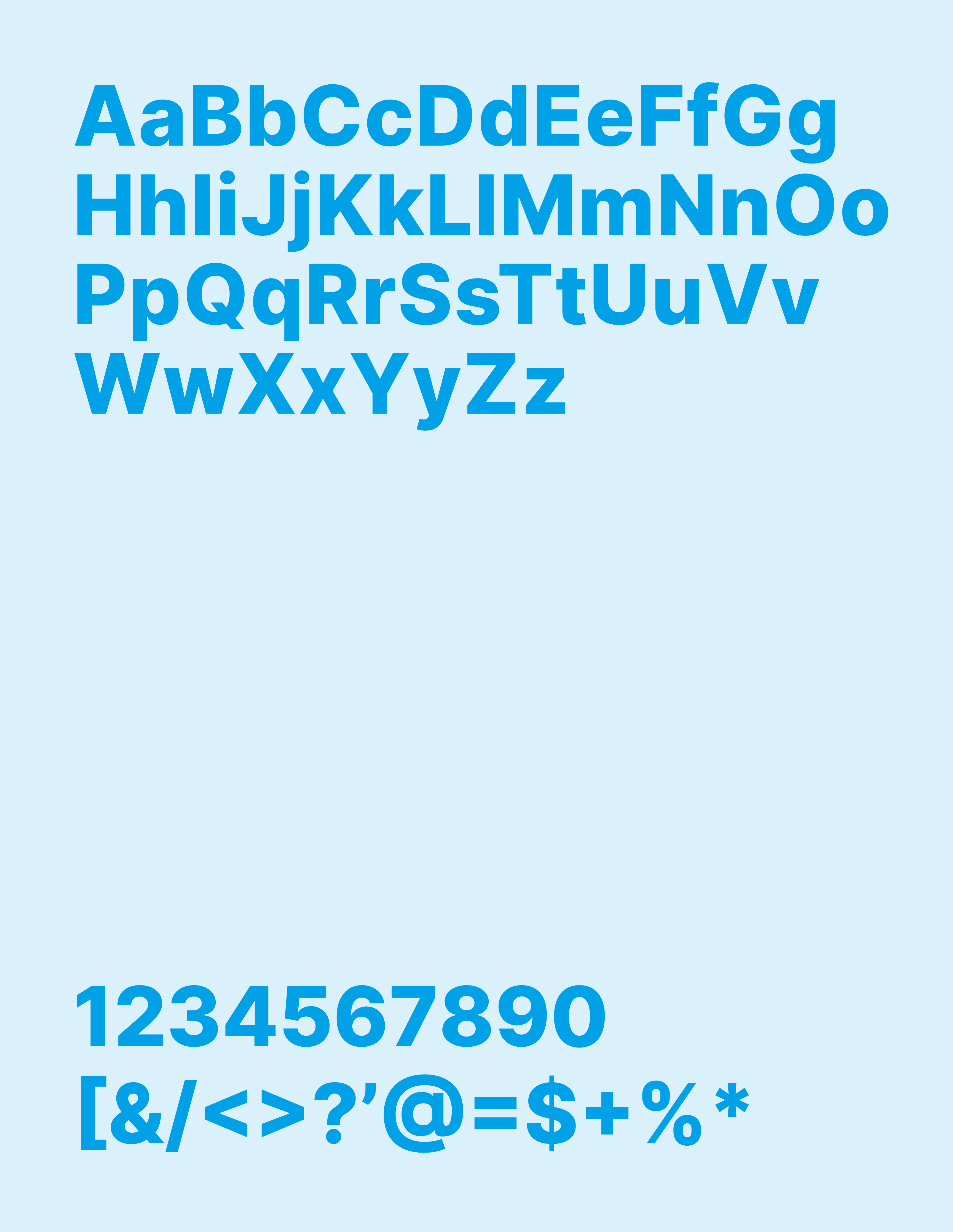 Colorful alphabet and number display