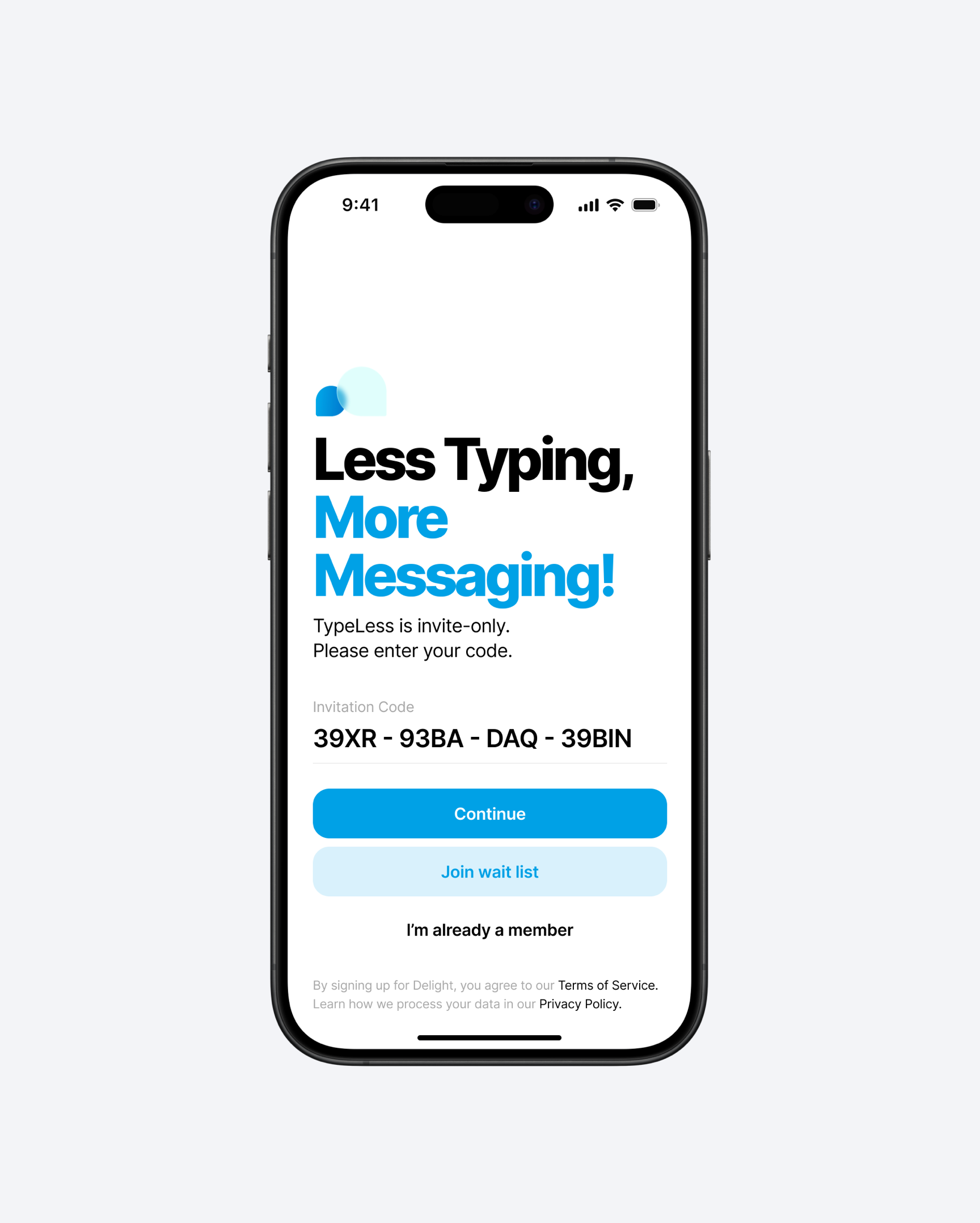 Mobile app invitation screen design