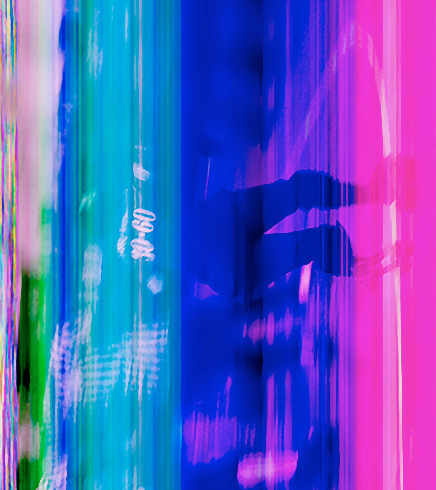 Abstract vibrant colors with distorted figures.