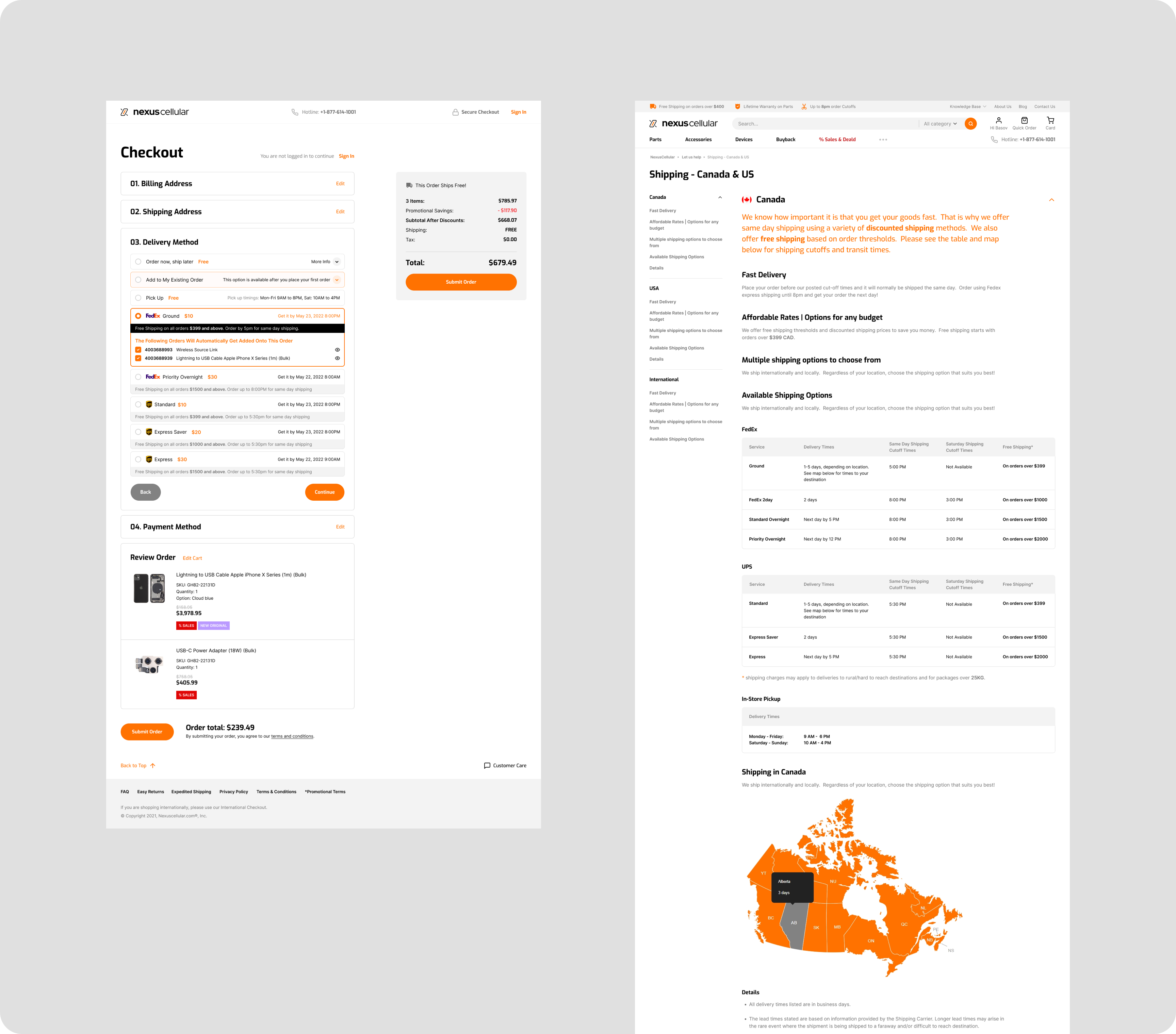 Checkout and payment flow design for Nexus Cellular website