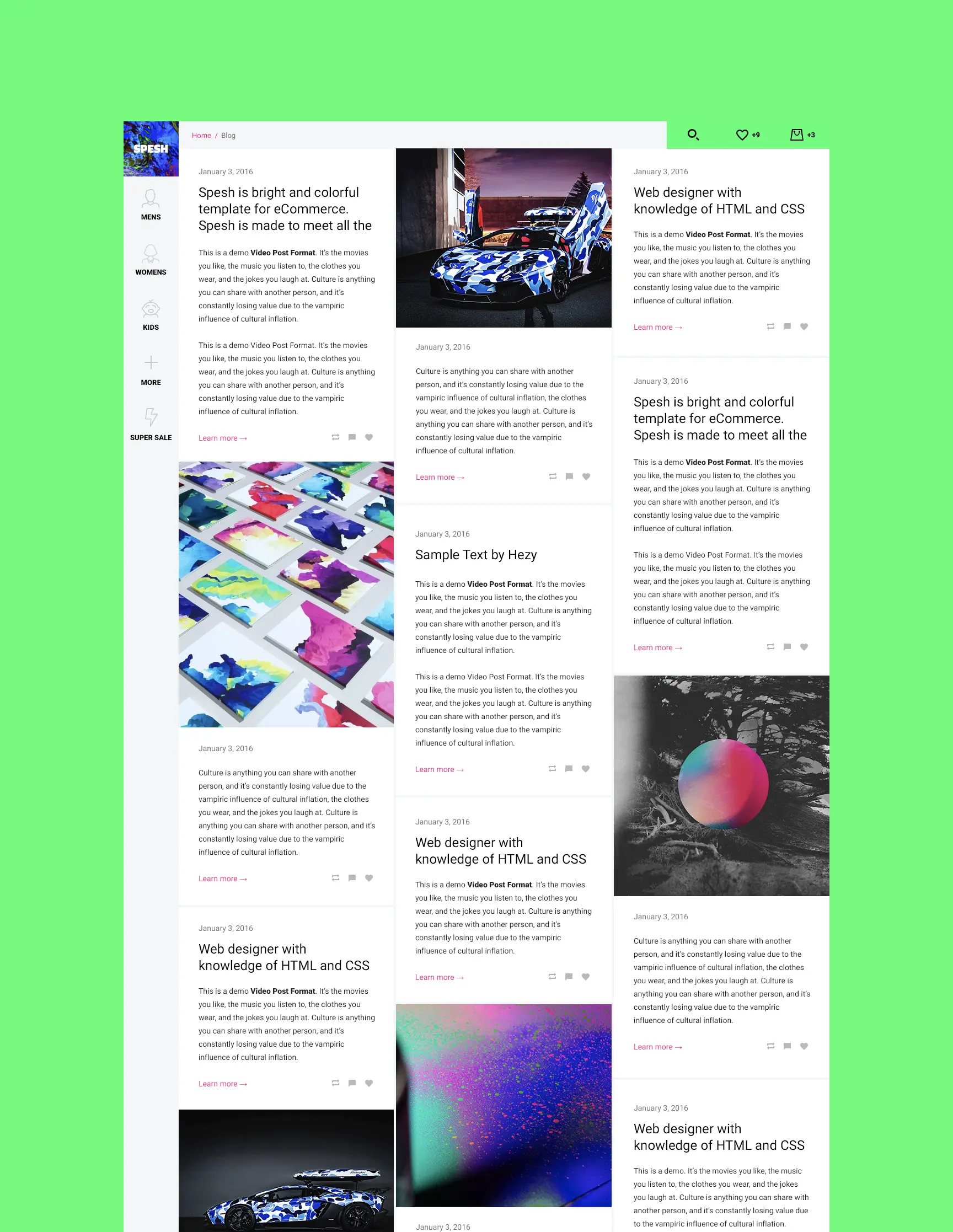 Spesh news page ecommerce website shop cyberpunk style