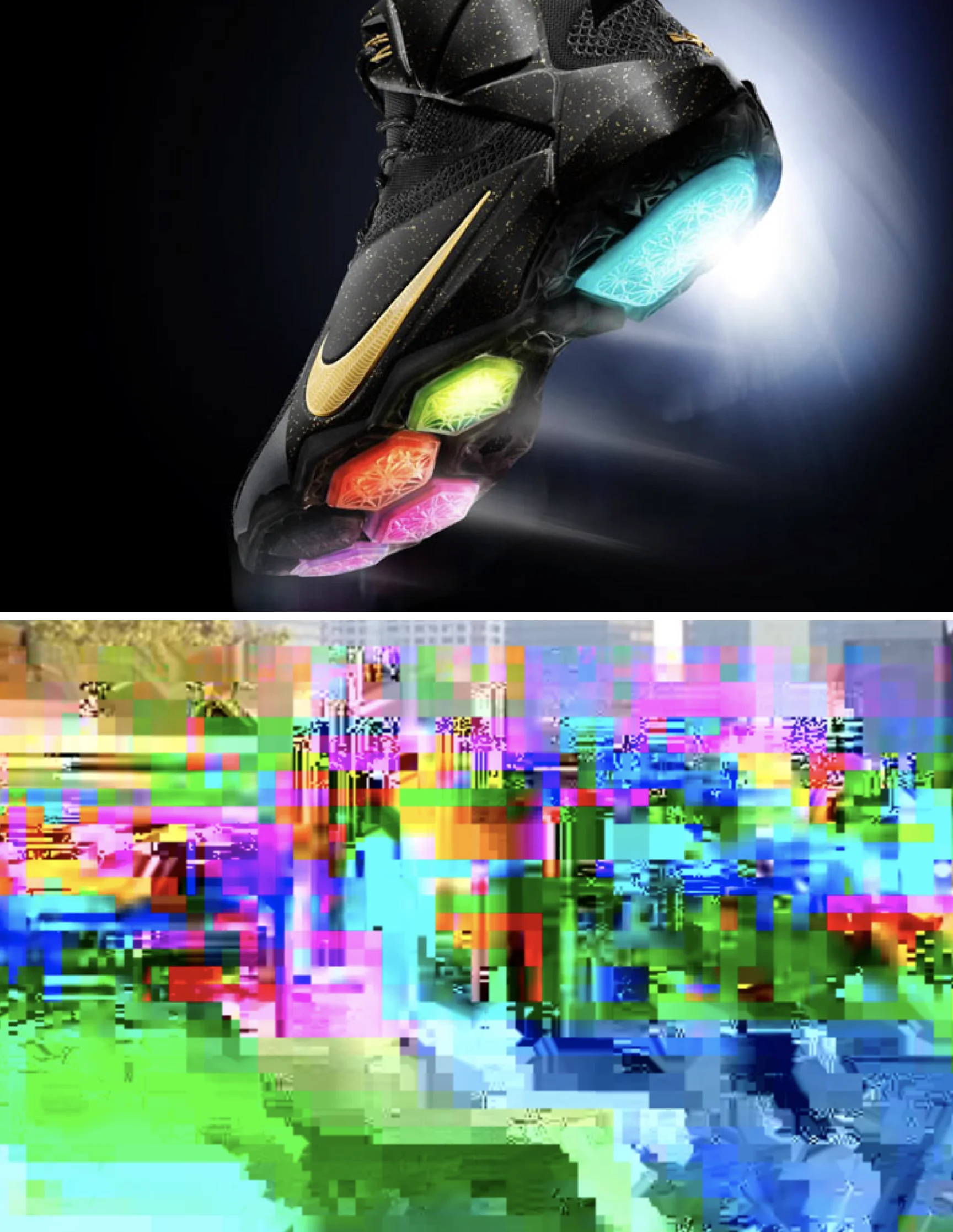 Futuristic sneaker with colorful lights