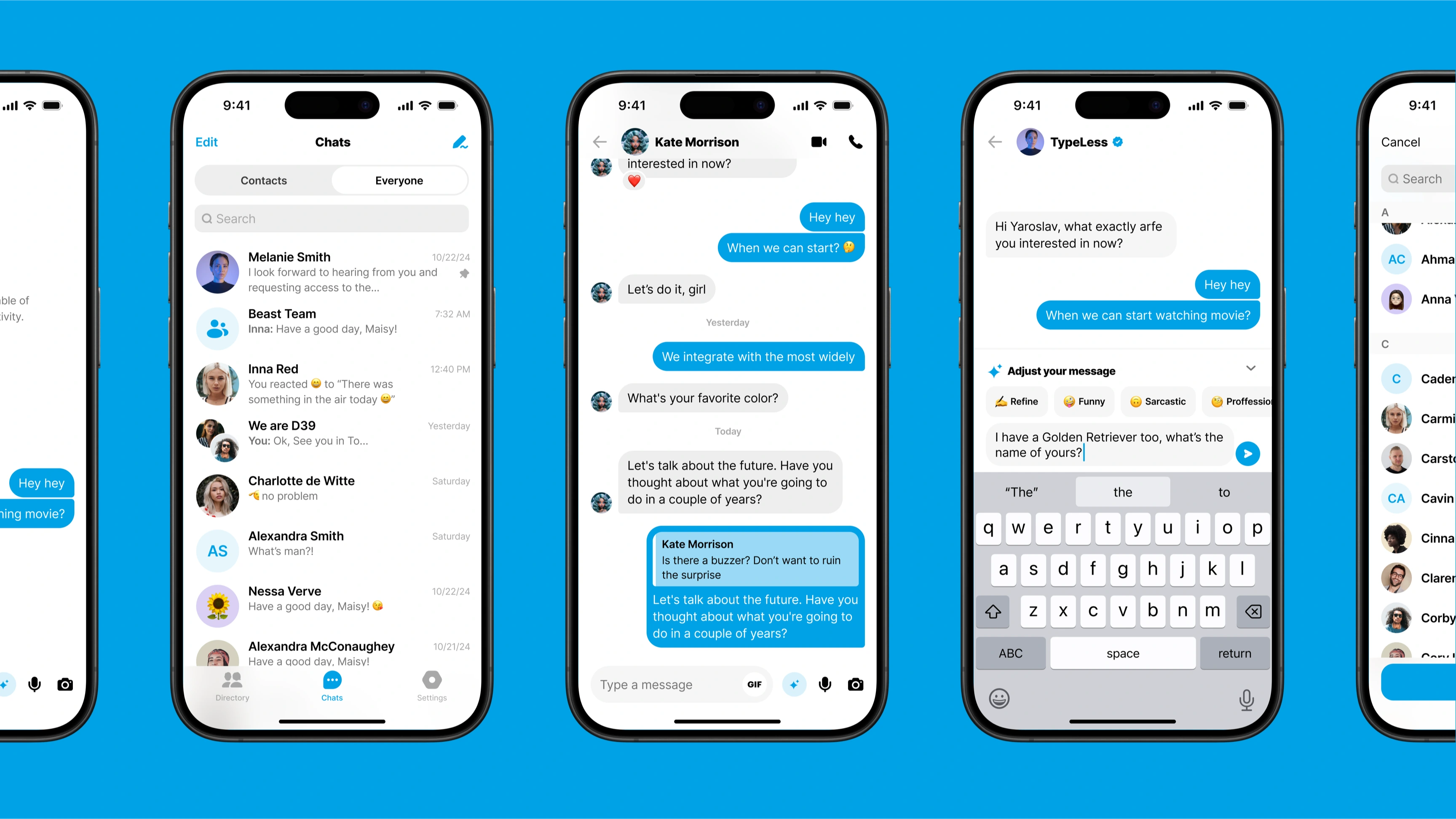 Chating screens_TypeLess AI Messenger app_ Less Typing, More Messaging by basov design