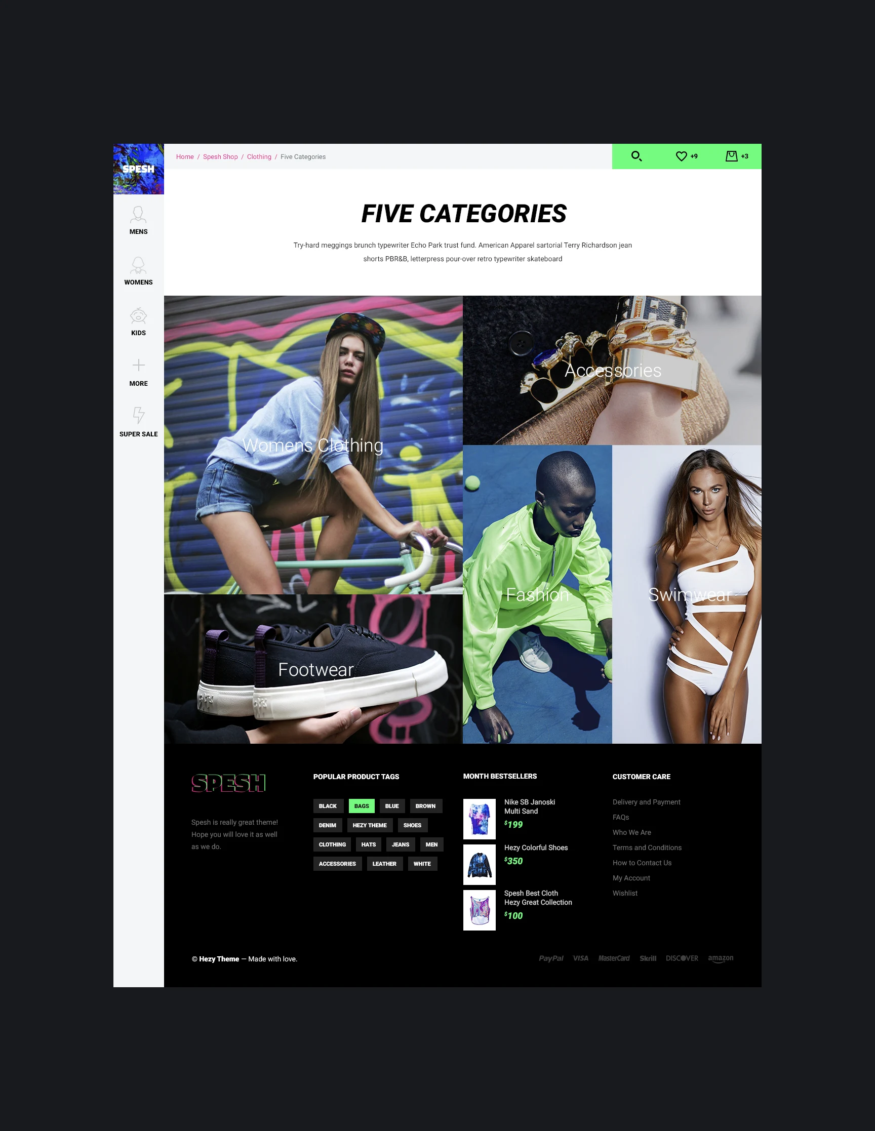 Fashion categories with stylish products showcased.