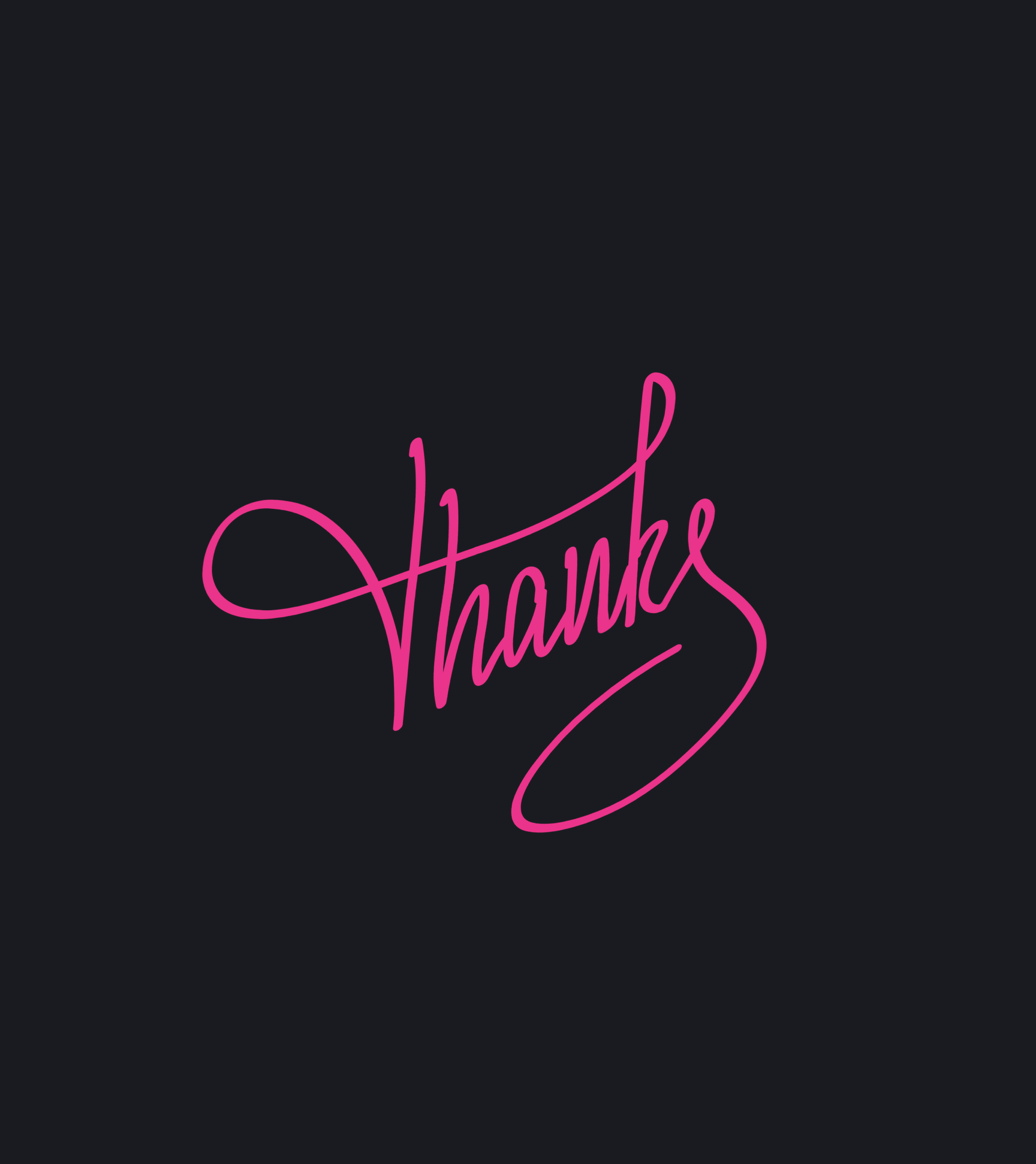 Stylish pink 'thanks' on black